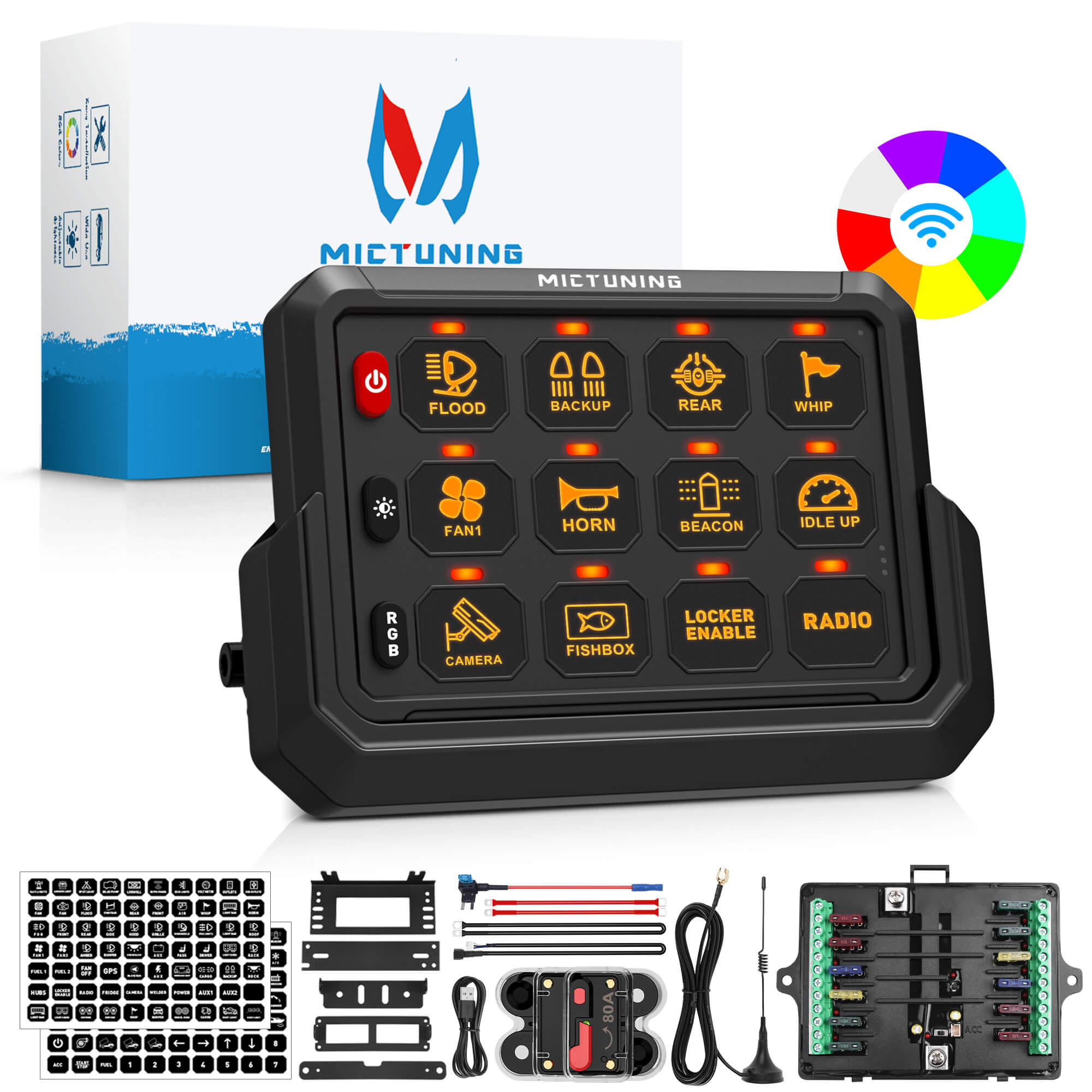 Wireless Cordless 8/12 Gang RGB Switch Panel P1s-AC, 5-Level Brightness, Multifunction Removable Panel