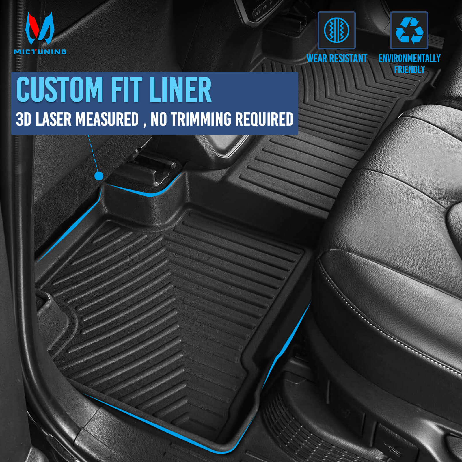 For Honda Pilot 2016-2022 Floor Mats, 1st & 2nd Row Liner Set, Custom Fit TPE All Weather Car Liners