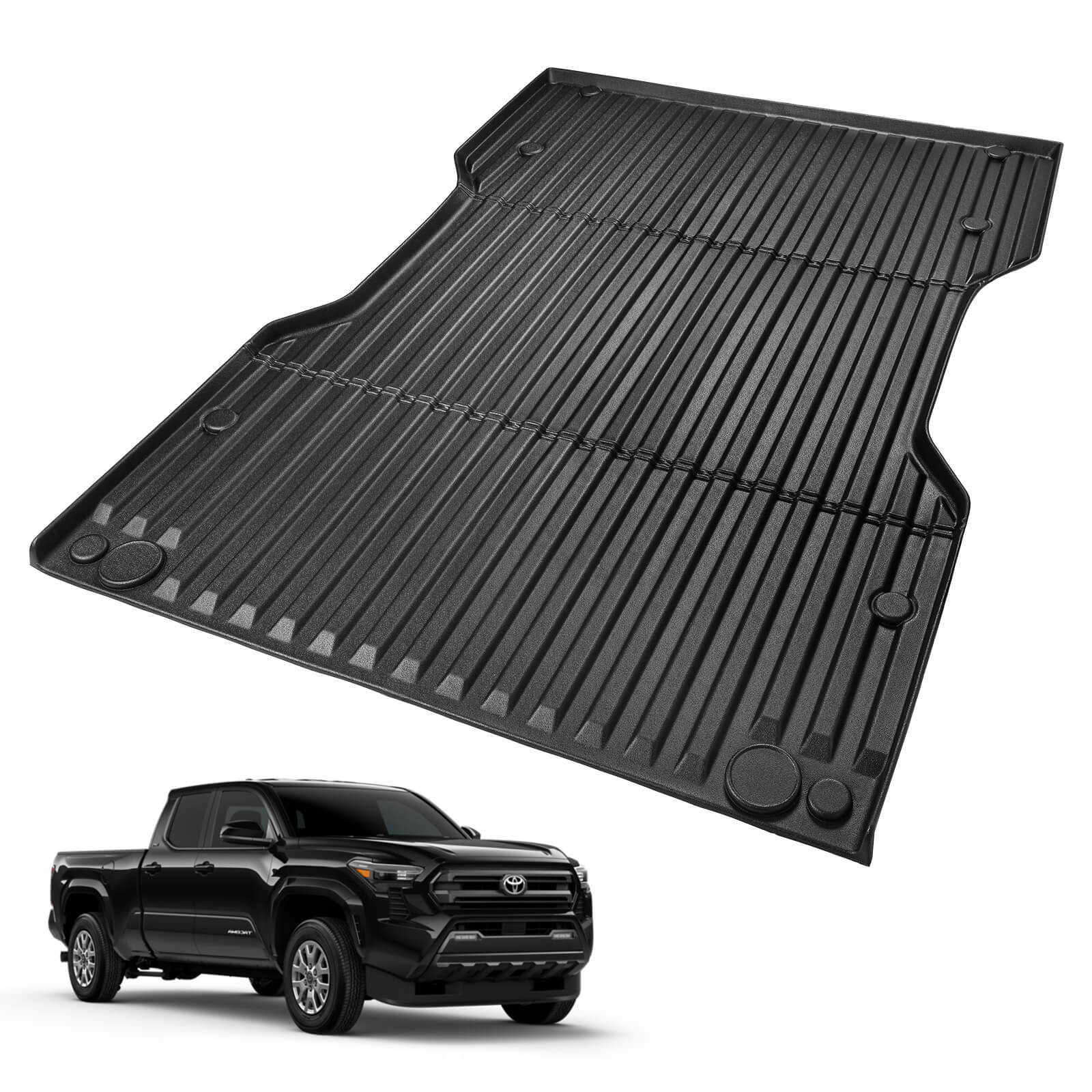 Fit for 2024 Toyota Tacoma Truck Bed Mat 5FT/6FT, Custom TPE Heavy Duty Pickup Car Bed Cargo Mat