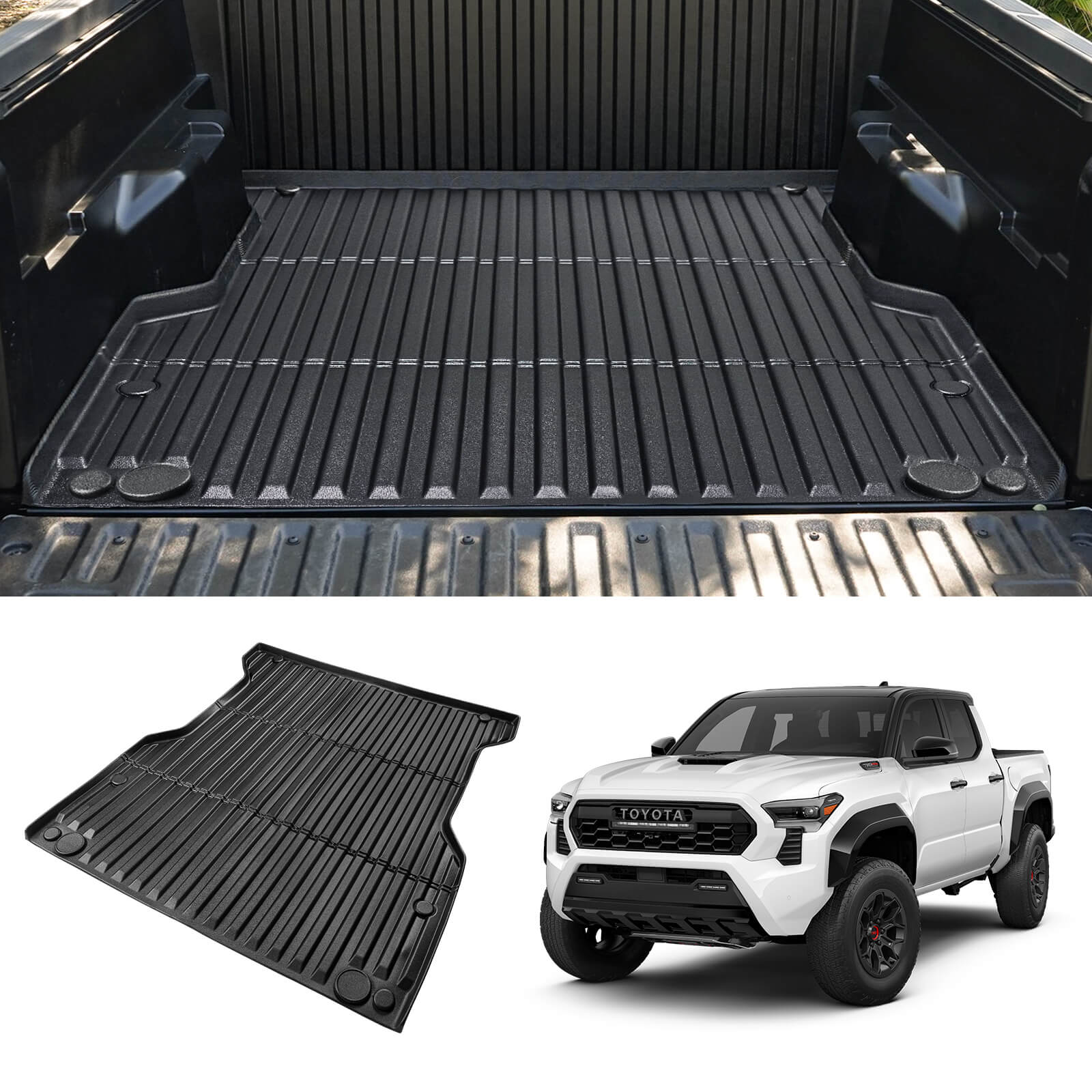 Fit for 2024 Toyota Tacoma Truck Bed Mat 5FT/6FT, Custom TPE Heavy Duty Pickup Car Bed Cargo Mat