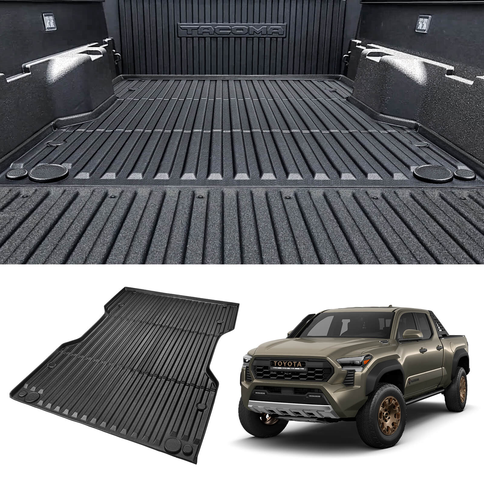 Fit for 2024 Toyota Tacoma Truck Bed Mat 5FT/6FT, Custom TPE Heavy Duty Pickup Car Bed Cargo Mat