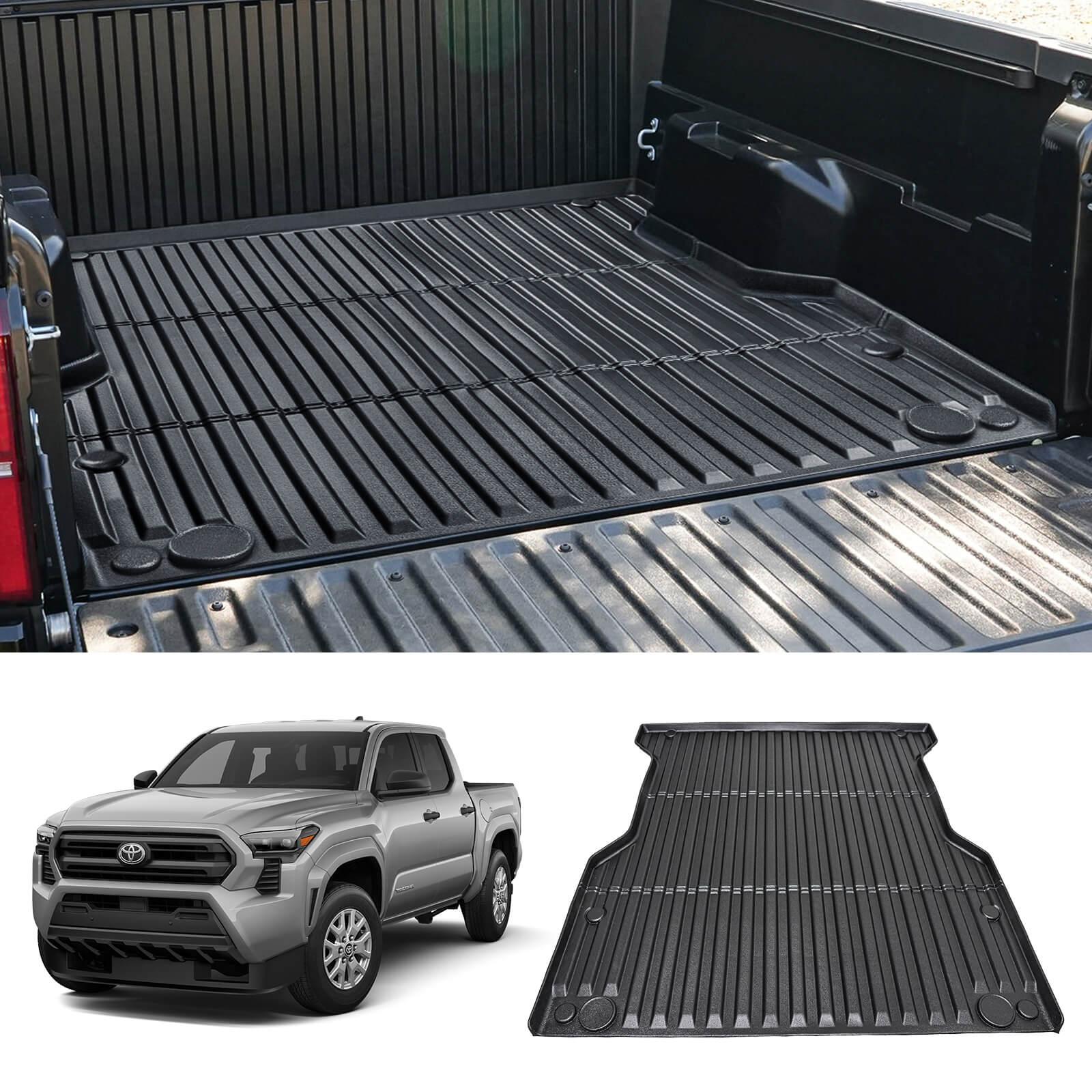 Fit for 2024 Toyota Tacoma Truck Bed Mat 5FT/6FT, Custom TPE Heavy Duty Pickup Car Bed Cargo Mat