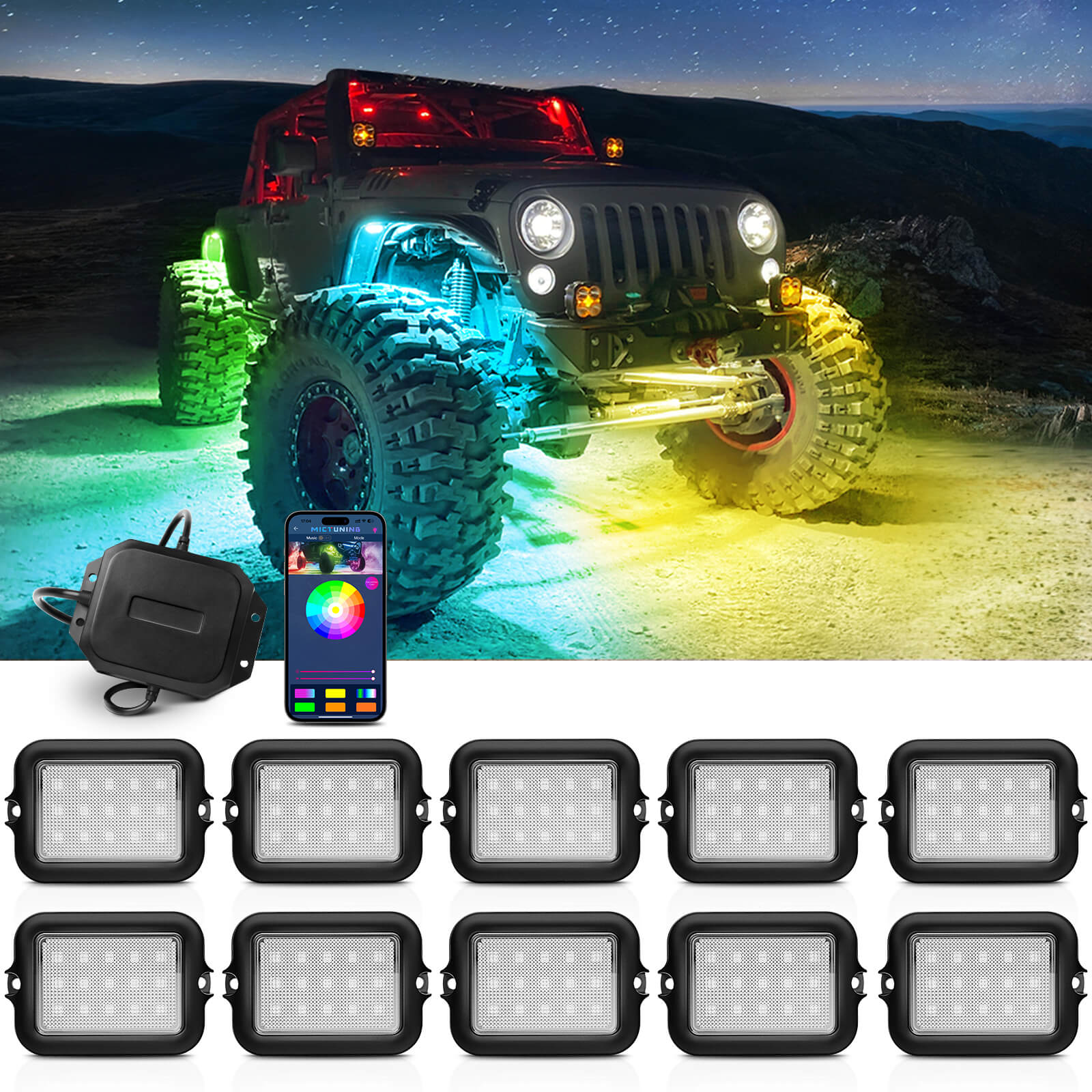 Y1 RGB+IC Dream Color LED Rock Lights Kit, 8-24 Pods Underglow Lights for Trucks with Chasing Effect