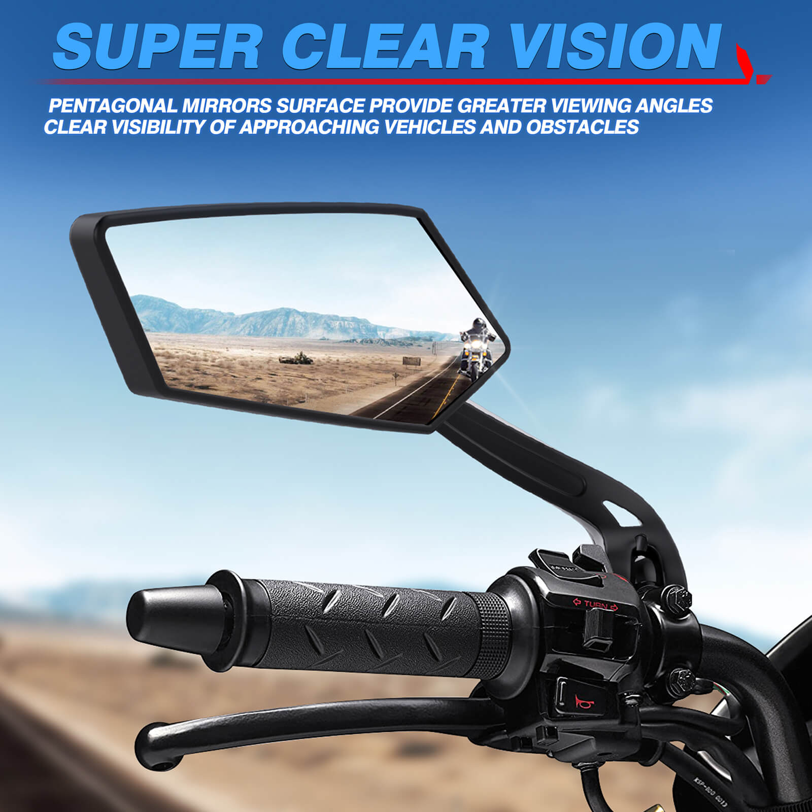 Bike Handlebar Mirror for 22mm-25mm Handlebars, 360 Degree Adjustable Rotatable Wide Angle Bicycle Mirrors