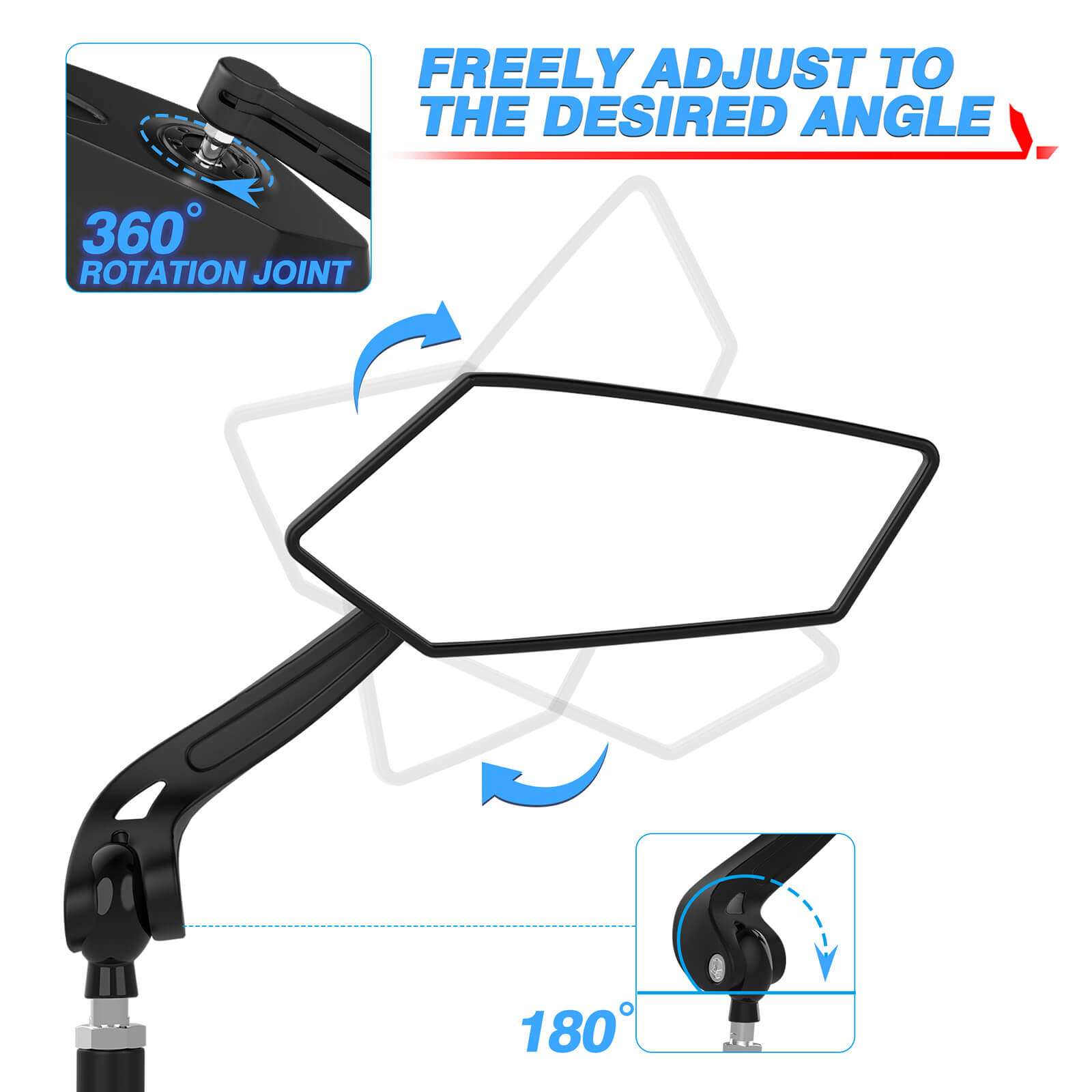 Bike Handlebar Mirror for 22mm-25mm Handlebars, 360 Degree Adjustable Rotatable Wide Angle Bicycle Mirrors