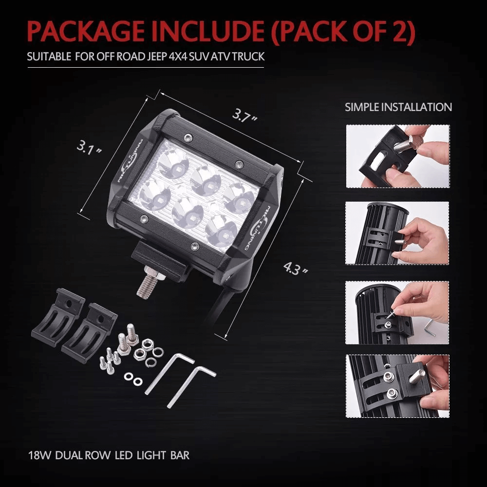 4" 18W LED Work Light Spot Led Pods 4x4 SUV Off Road Driving Fog Lamps