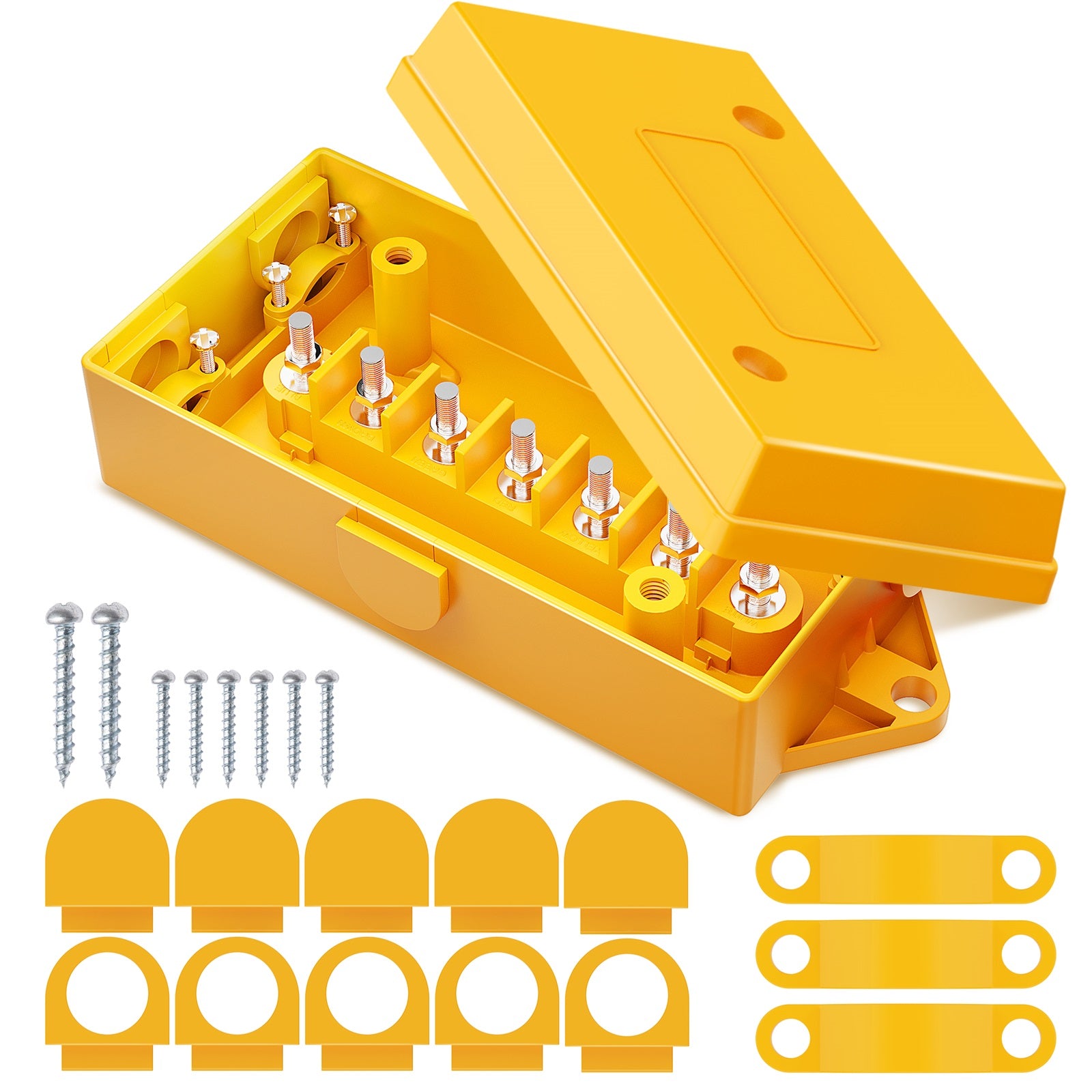 7 Way Electrical Trailer Junction Box with See-Through Lid, 7 Gang Wire Connection Box Waterproof