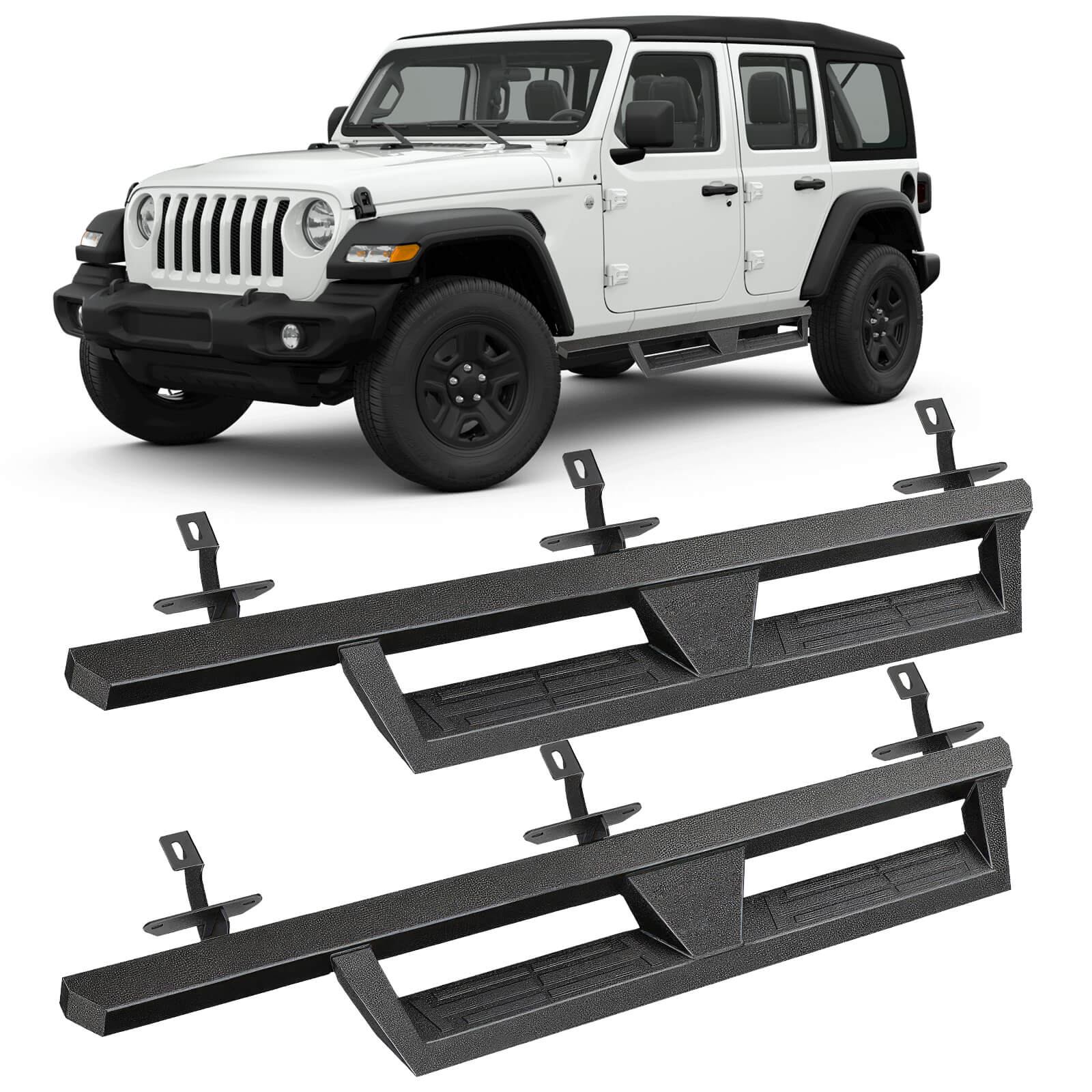 2018-2023 Jeep Wrangler JL Unlimited 4 Door Side Running Boards, Heavy-Duty Side Steps