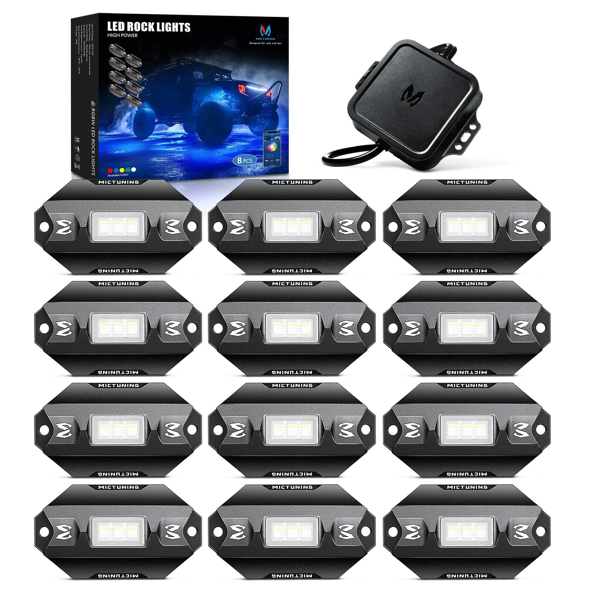 C1 RGBW LED Rock Lights 4-12 Pods Multicolor Underglow Neon Offroad Light Kit