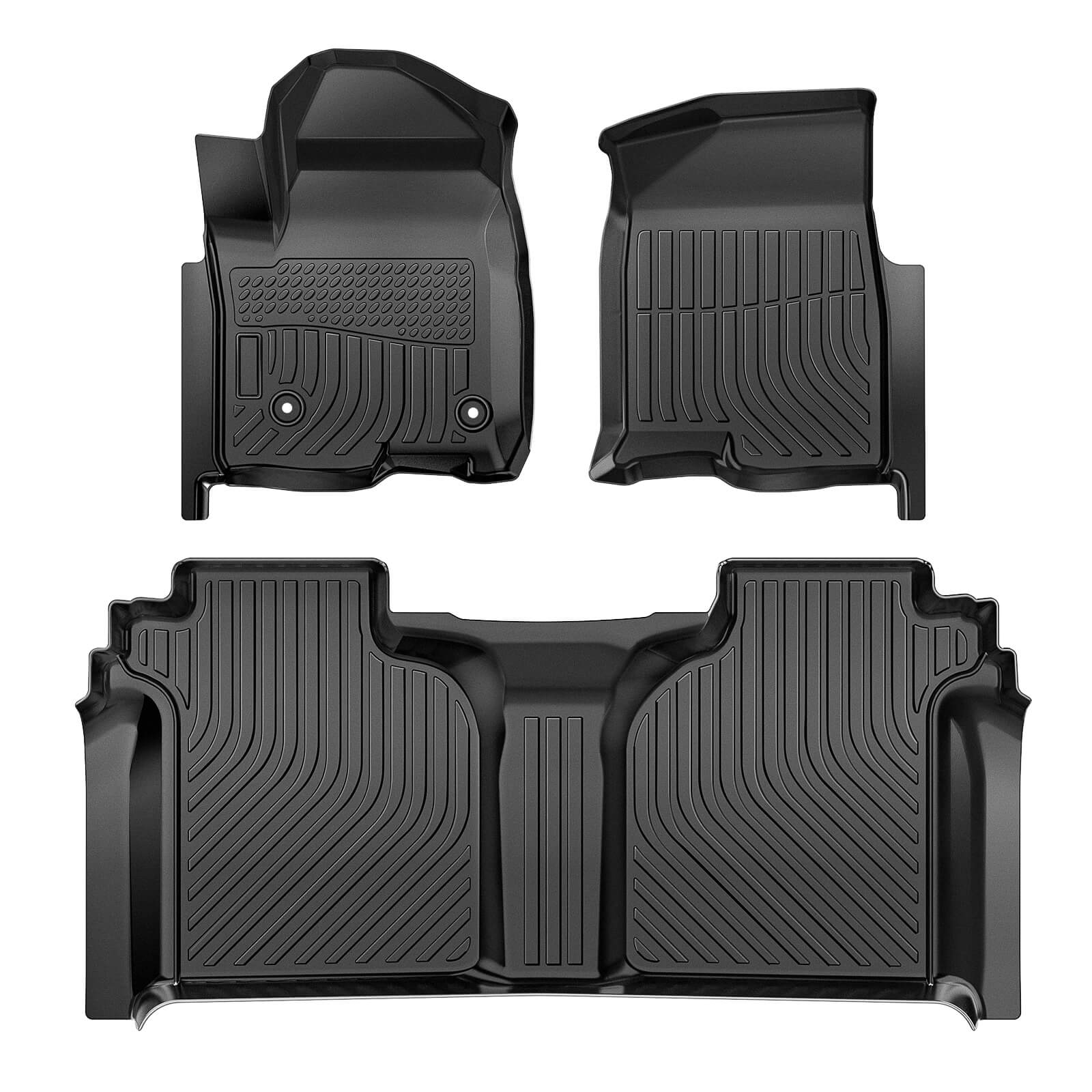 For Chevrolet Chevy Silverado 1500 2019-2024 Floor Mats, 1st & 2nd Row Liner Set, Custom Fit TPE All Weather Car Liners