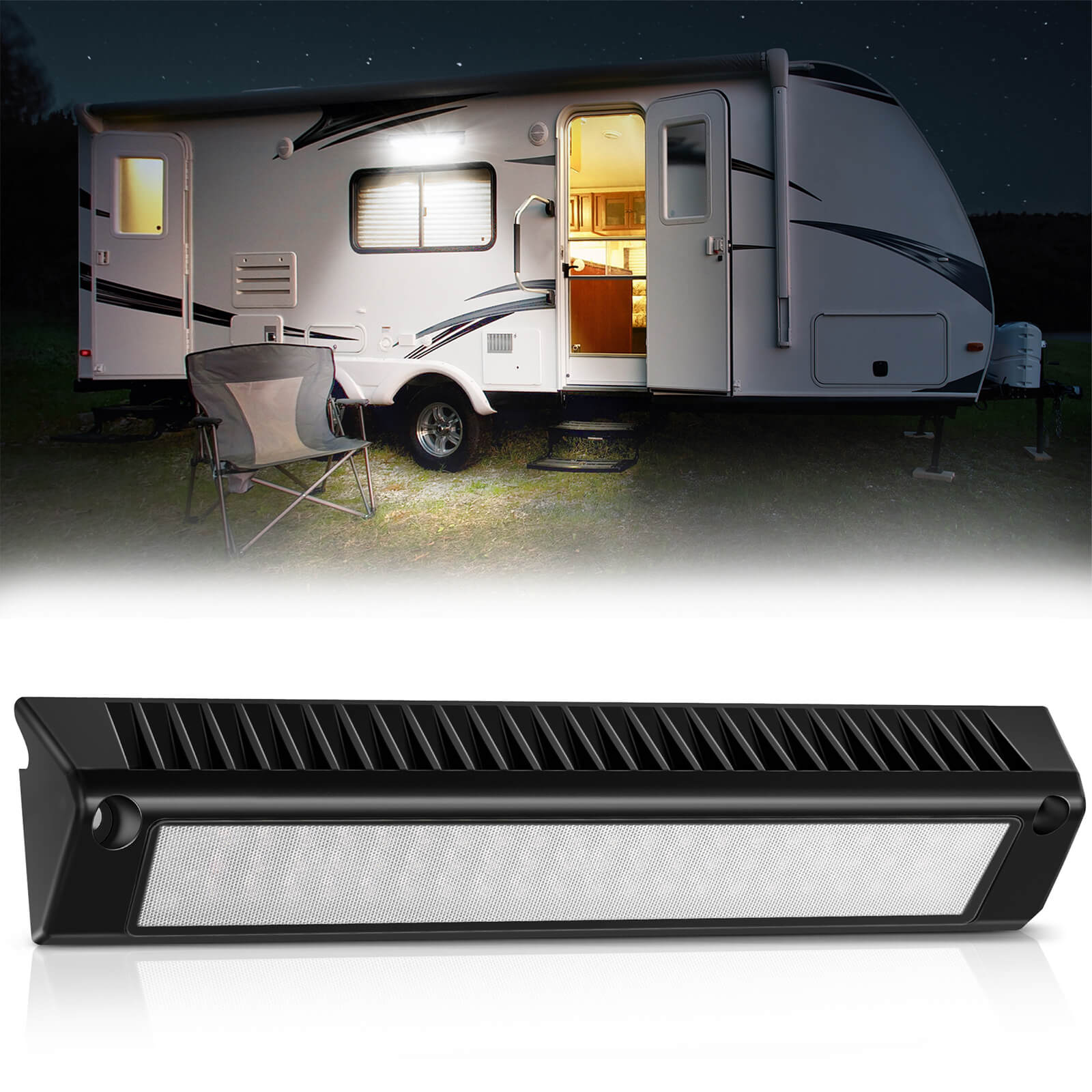 Upgraded 1pc RV Porch Light 9"/13" 54W LED Exterior Utility Awning Light 2000LM 6000K, Aluminum Housing IP67 Waterproof