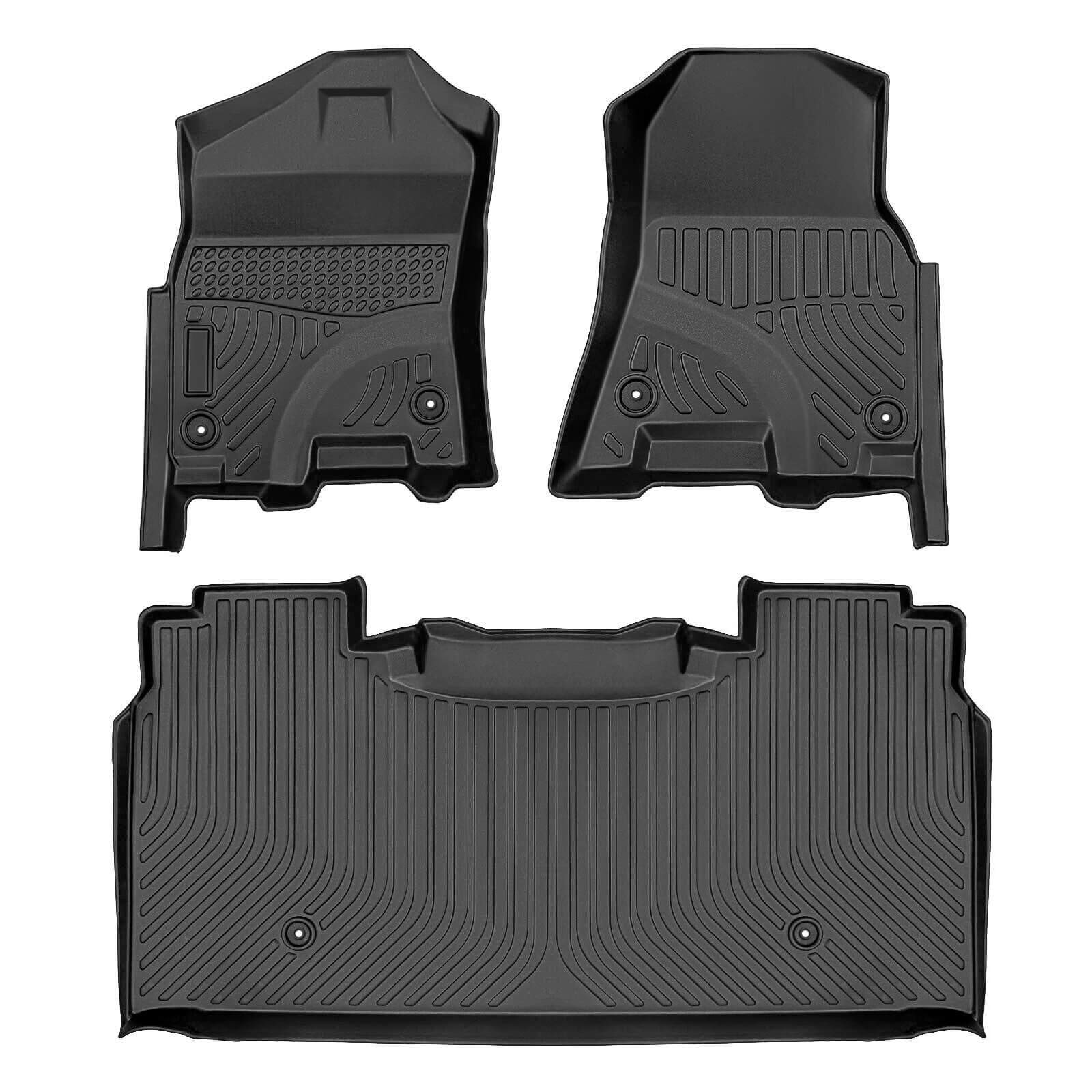 For Dodge Ram 1500 New Body Crew Cab 2019-2023 Floor Mats, 1st & 2nd Row Liner Set, Custom Fit TPE All Weather Car Liners