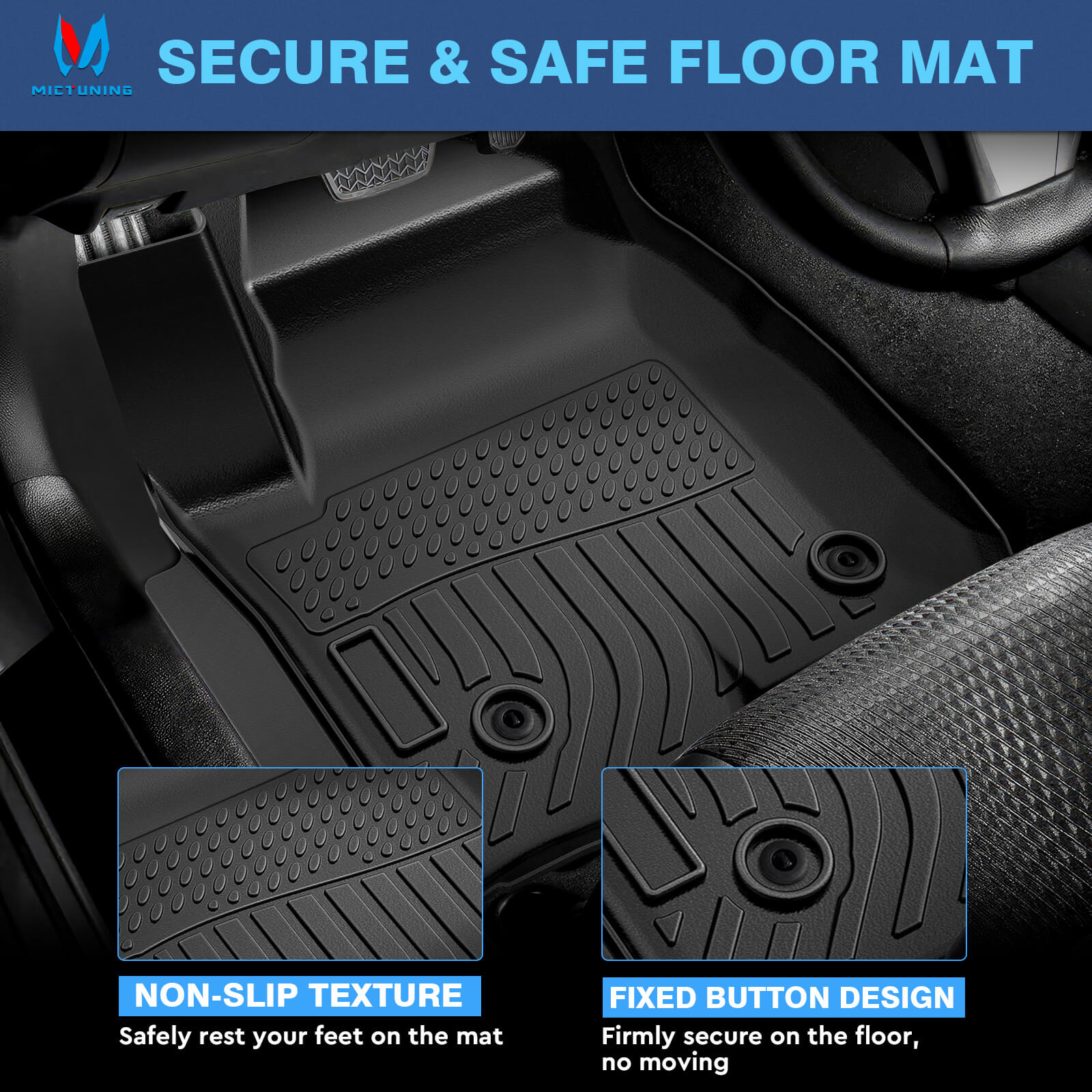 For Chevrolet Chevy Silverado 1500 2019-2024 Floor Mats, 1st & 2nd Row Liner Set, Custom Fit TPE All Weather Car Liners