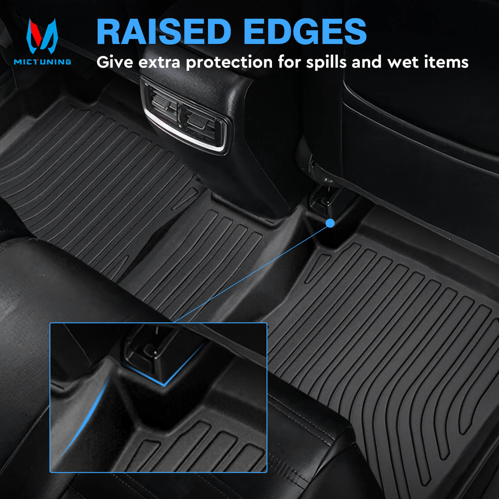 For Toyota Corolla 2014-2019 with AT Floor Mats, 1st & 2nd Row Liner Set, Custom Fit TPE All Weather Car Liners