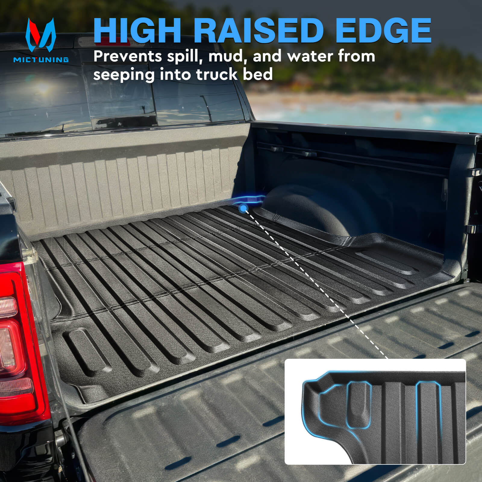 Fit for 2019-2024 Dodge Ram 1500 Truck Bed Mat, Custom TPE Heavy Duty Pickup Car Bed Cargo Mat