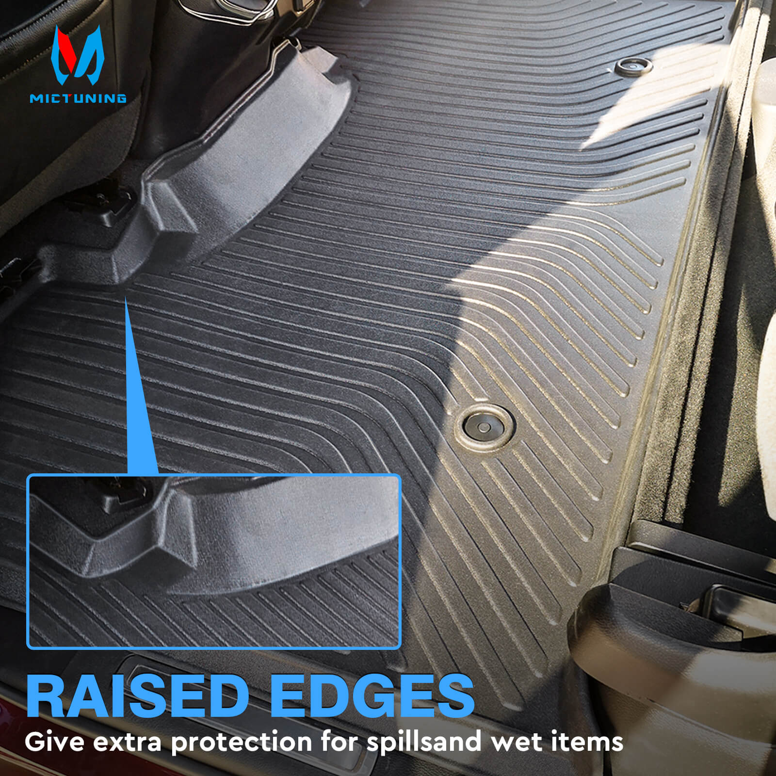 For Dodge Ram 1500 New Body Crew Cab 2019-2023 Floor Mats, 1st & 2nd Row Liner Set, Custom Fit TPE All Weather Car Liners