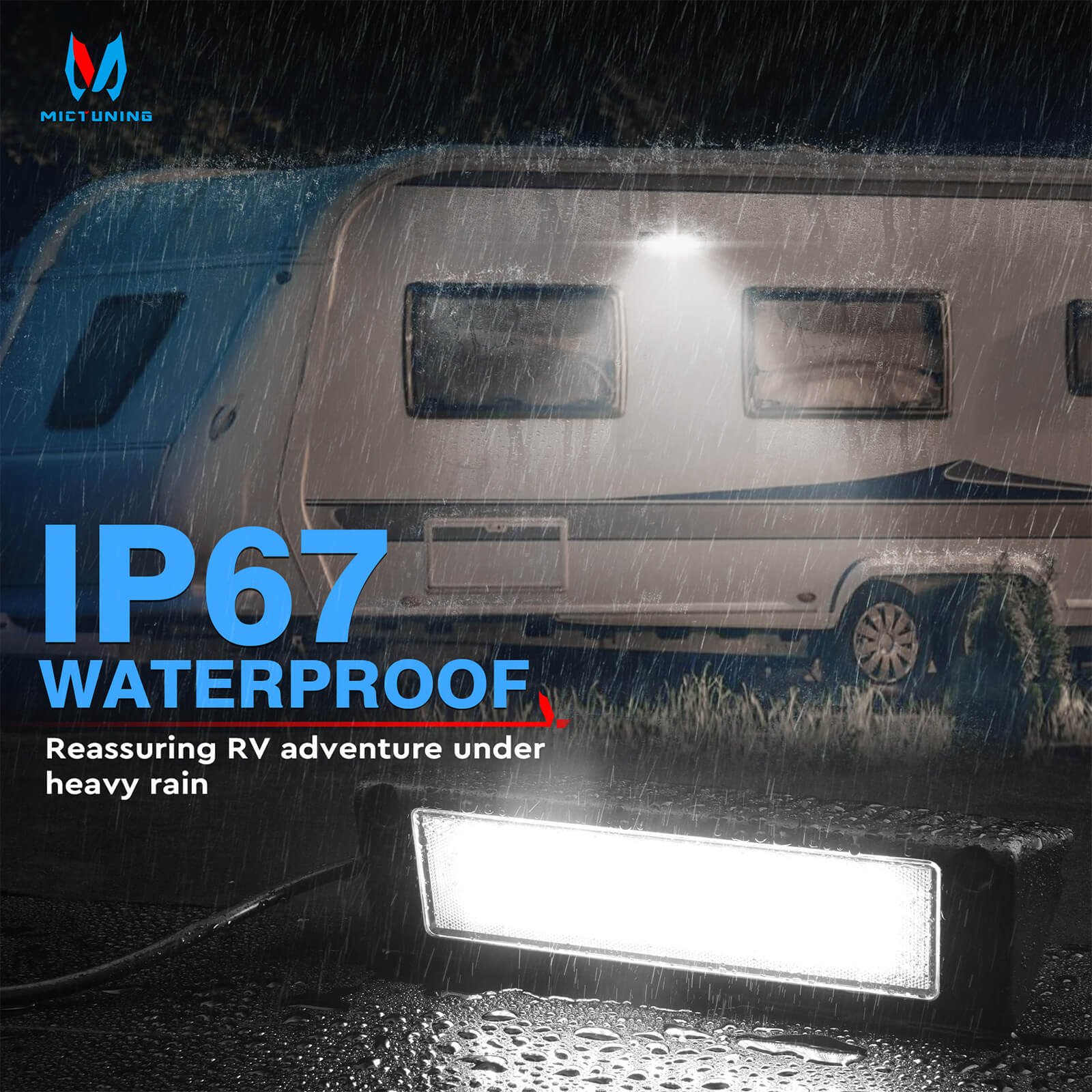 Upgraded 1pc RV Porch Light 9"/13" 54W LED Exterior Utility Awning Light 2000LM 6000K, Aluminum Housing IP67 Waterproof