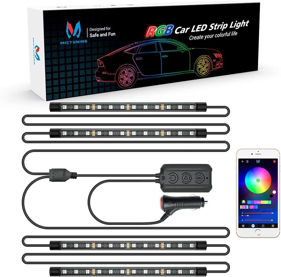 C1 8 Pods RGBW LED Rock Lights Bundle with N1 Interior Car Lights 12V 24V Car LED Strip Light 4pcs RGB Ambient Lighting Kit