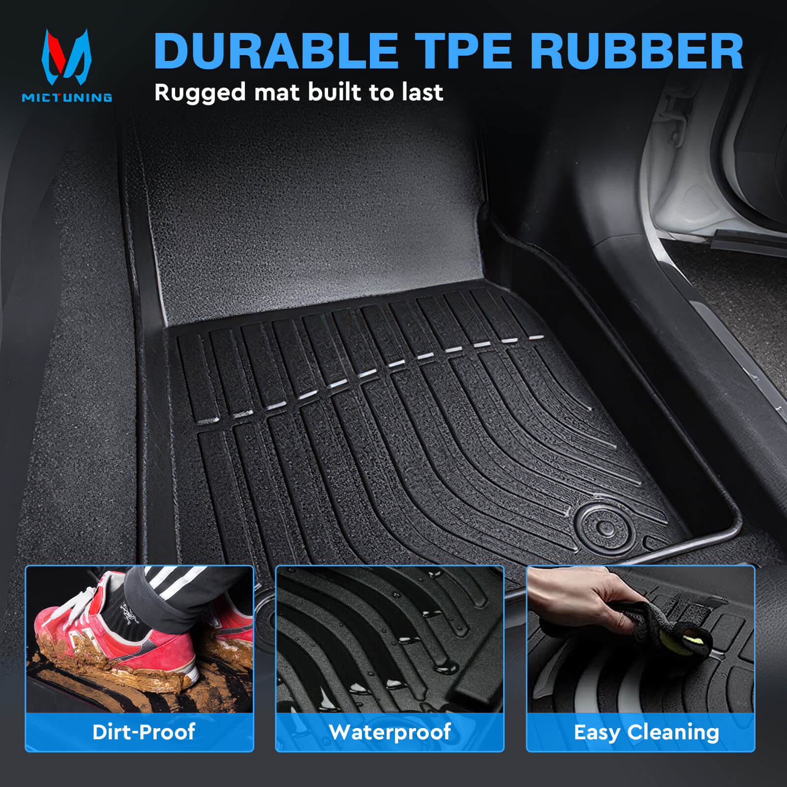 For Jeep Wrangler 4XE Hybrid 2021-2023 Floor Mats, 1st & 2nd Row Liner Set, Custom Fit TPE All Weather Car Liners