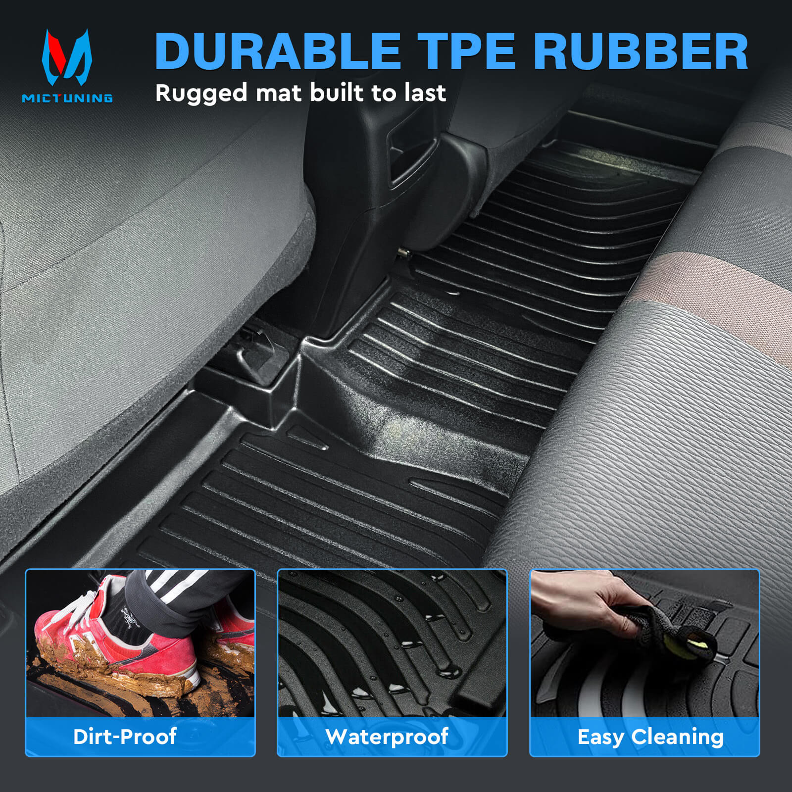 For Toyota Corolla 2014-2019 with AT Floor Mats, 1st & 2nd Row Liner Set, Custom Fit TPE All Weather Car Liners