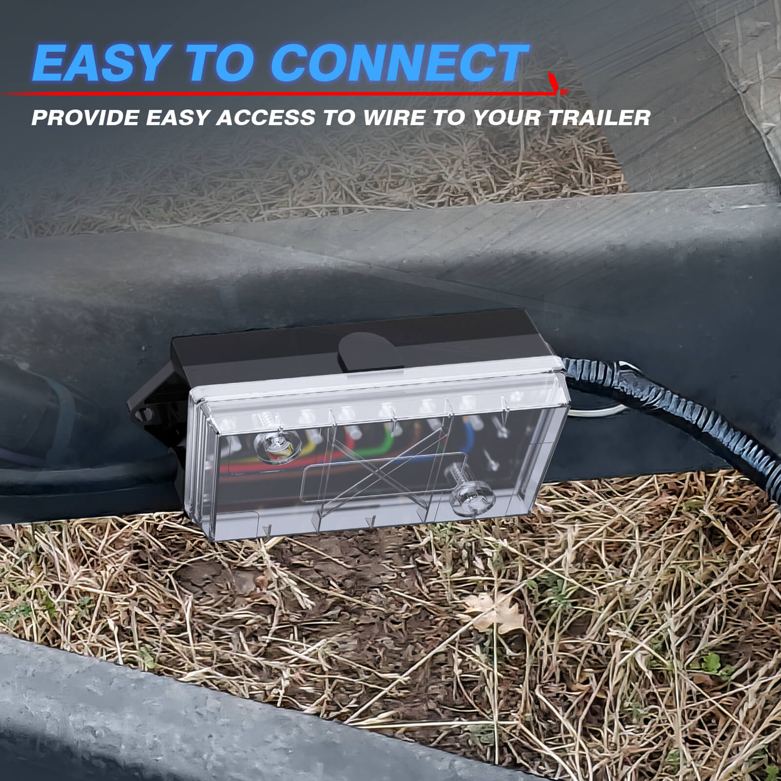 7 Way Electrical Trailer Junction Box with See-Through Lid, 7 Gang Wire Connection Box Waterproof