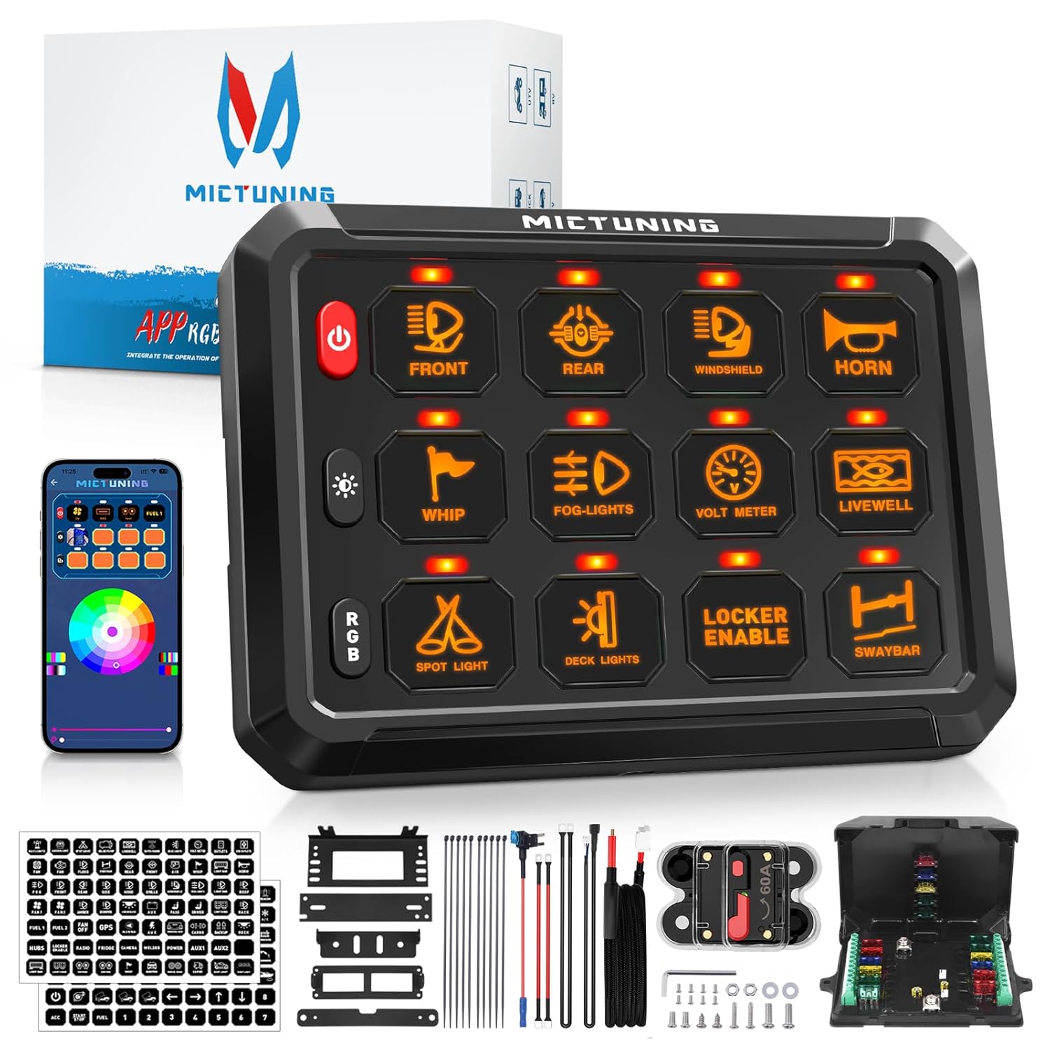 MICTUNING P1s Wireless 8/12 Gang Switch Panel | App Control 8/12 Gang Switch Panel