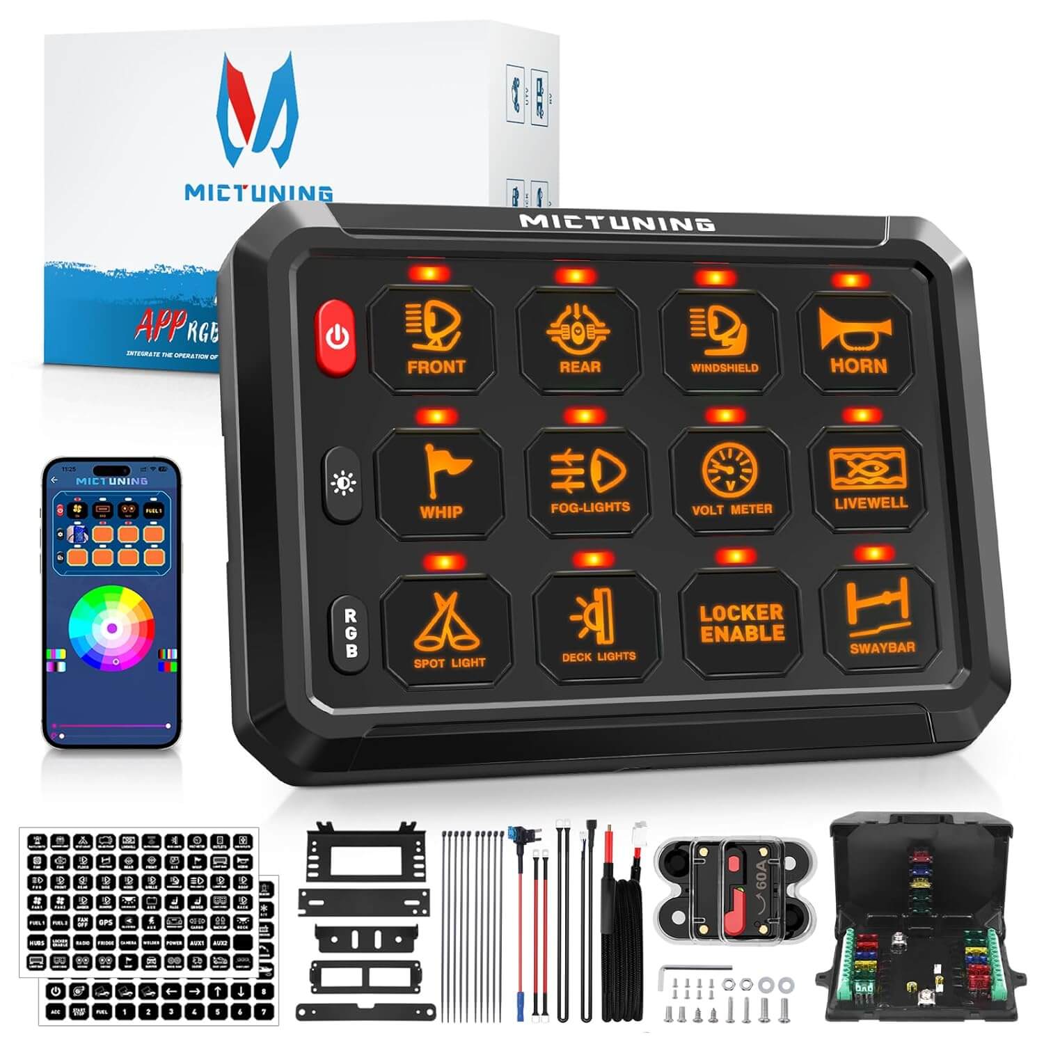 P1s Bluetooth RGB Switch Panel Bundle with V1 RGB+IC Wheel Ring Lights Kit