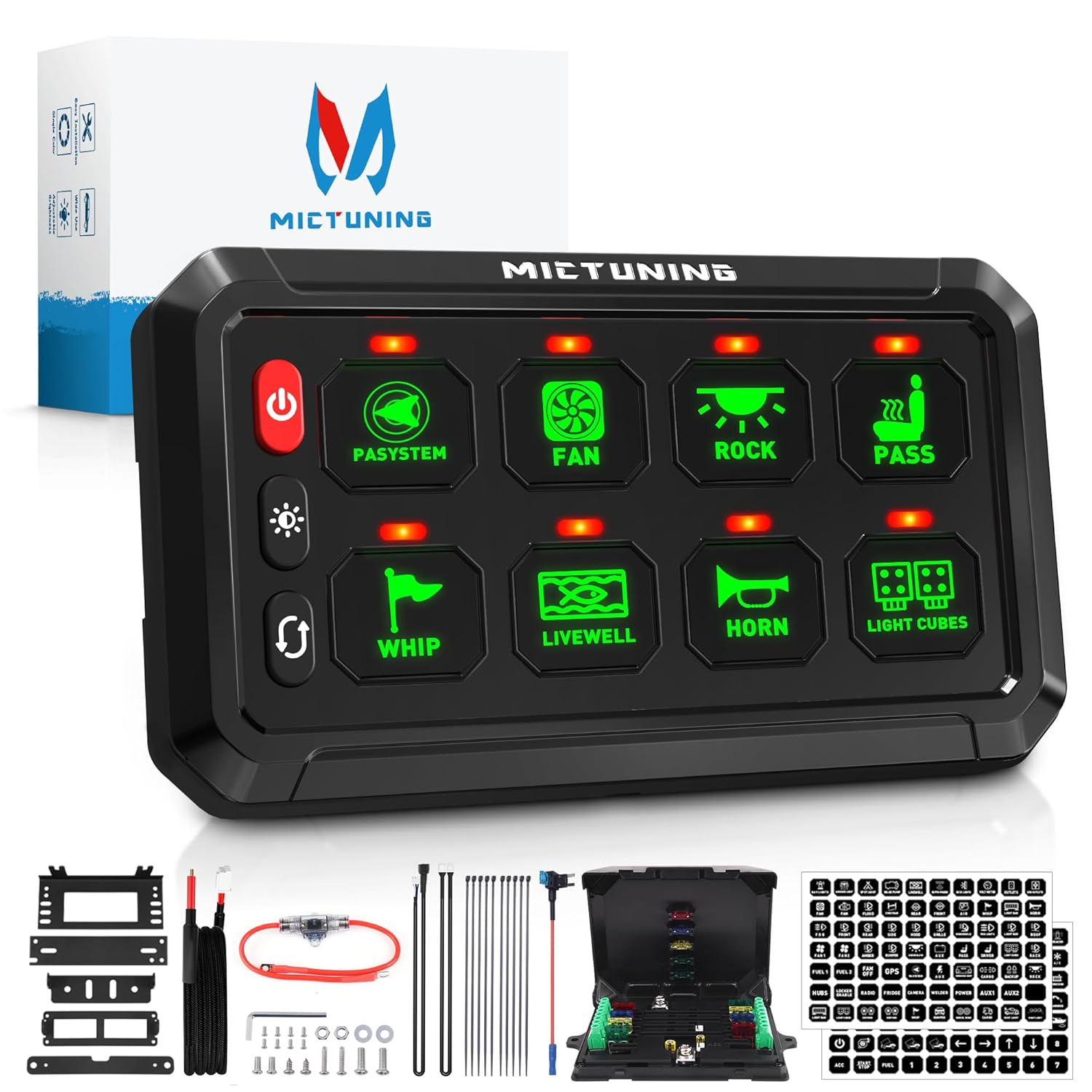 Blue/Green P1S Switch Panel | P1s-X Switch Panel | P1B Switch Panel, 8/12 Gang Multifunction Switch Panel