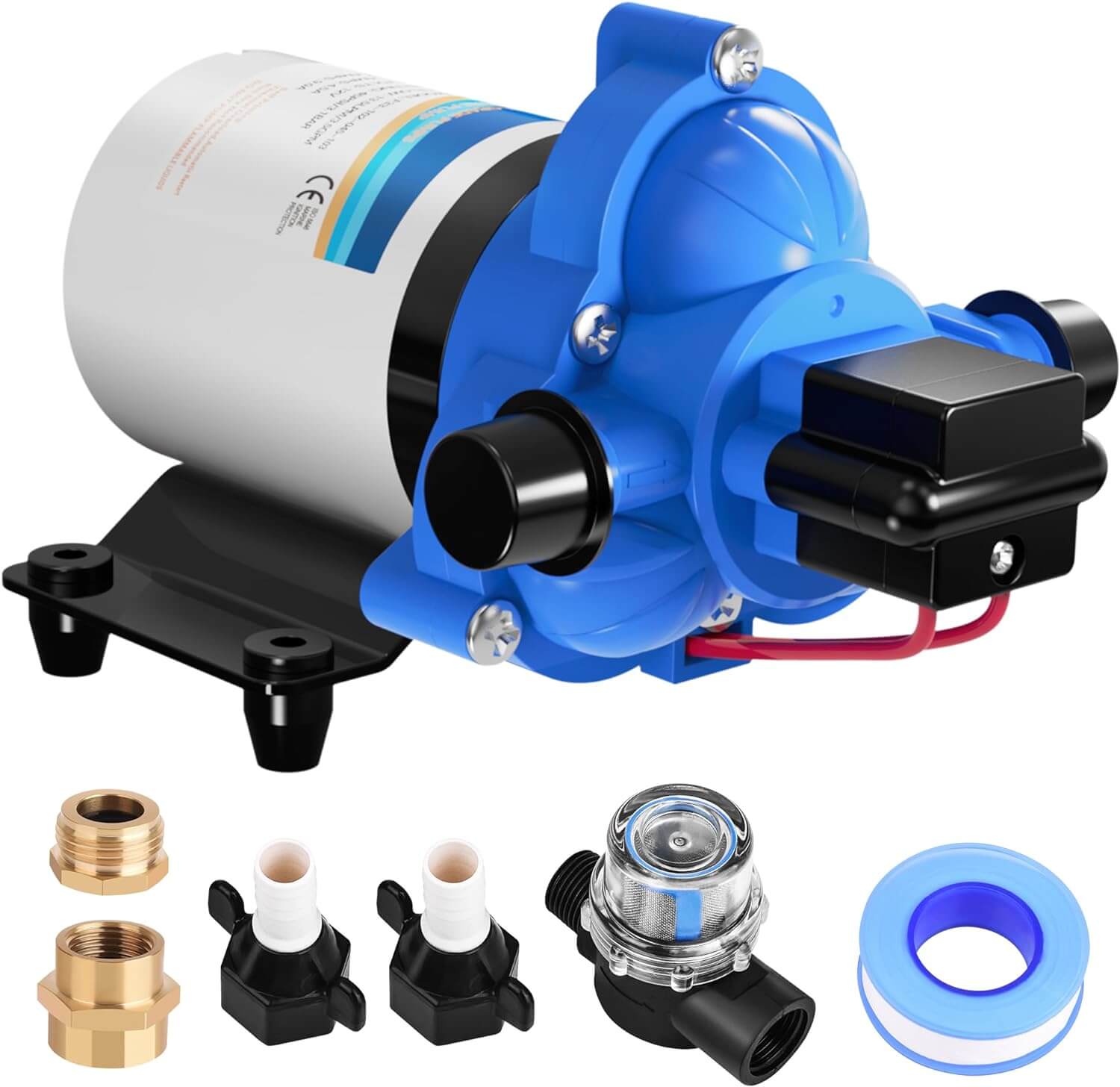 12V RV Water Pump, 3.5GPM 45PSI On Demand Self-priming Fresh Water Pressure Pump with Pressure Switch for RV Camper Garden Sprinkler Faucet