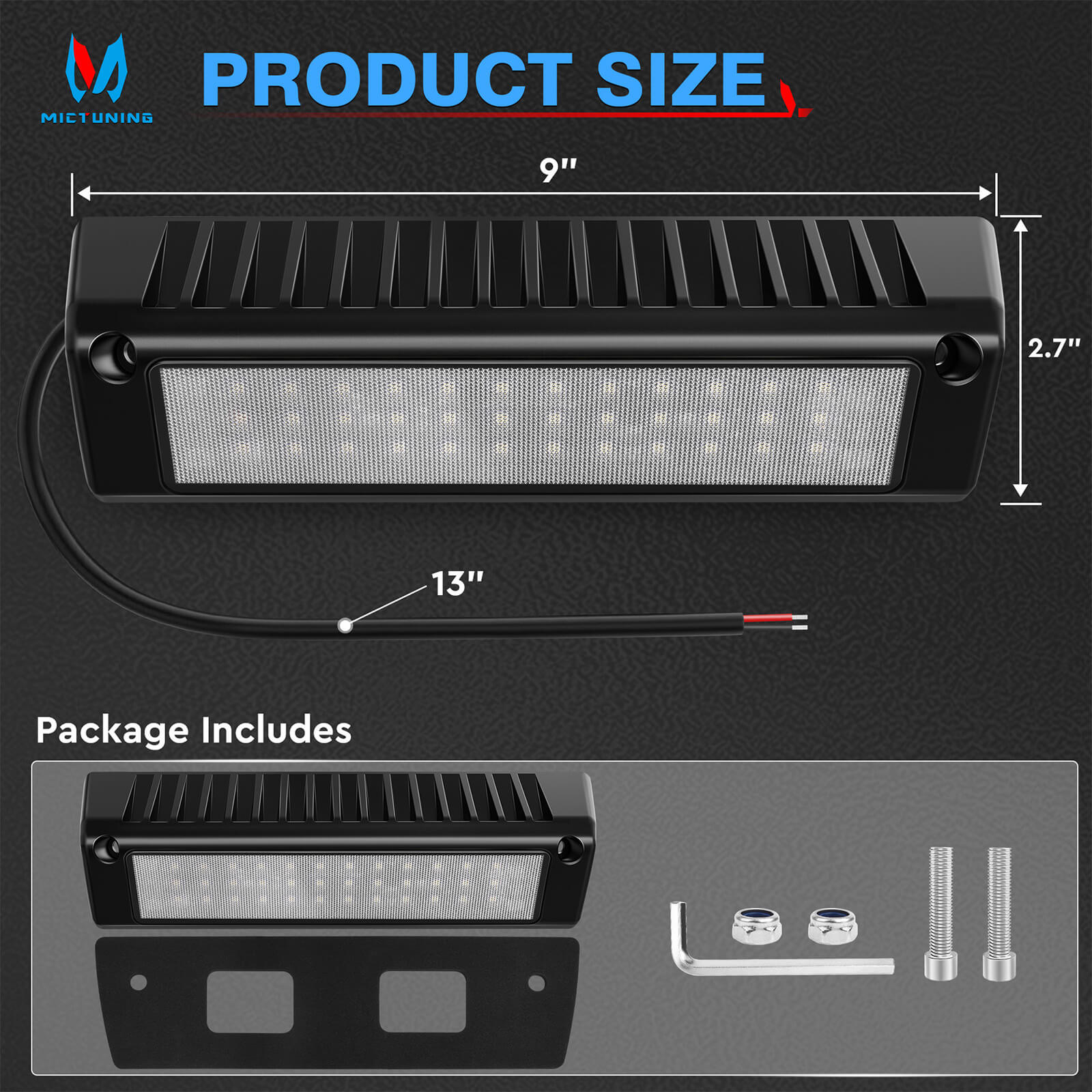 Upgraded 1pc RV Porch Light 9"/13" 54W LED Exterior Utility Awning Light 2000LM 6000K, Aluminum Housing IP67 Waterproof