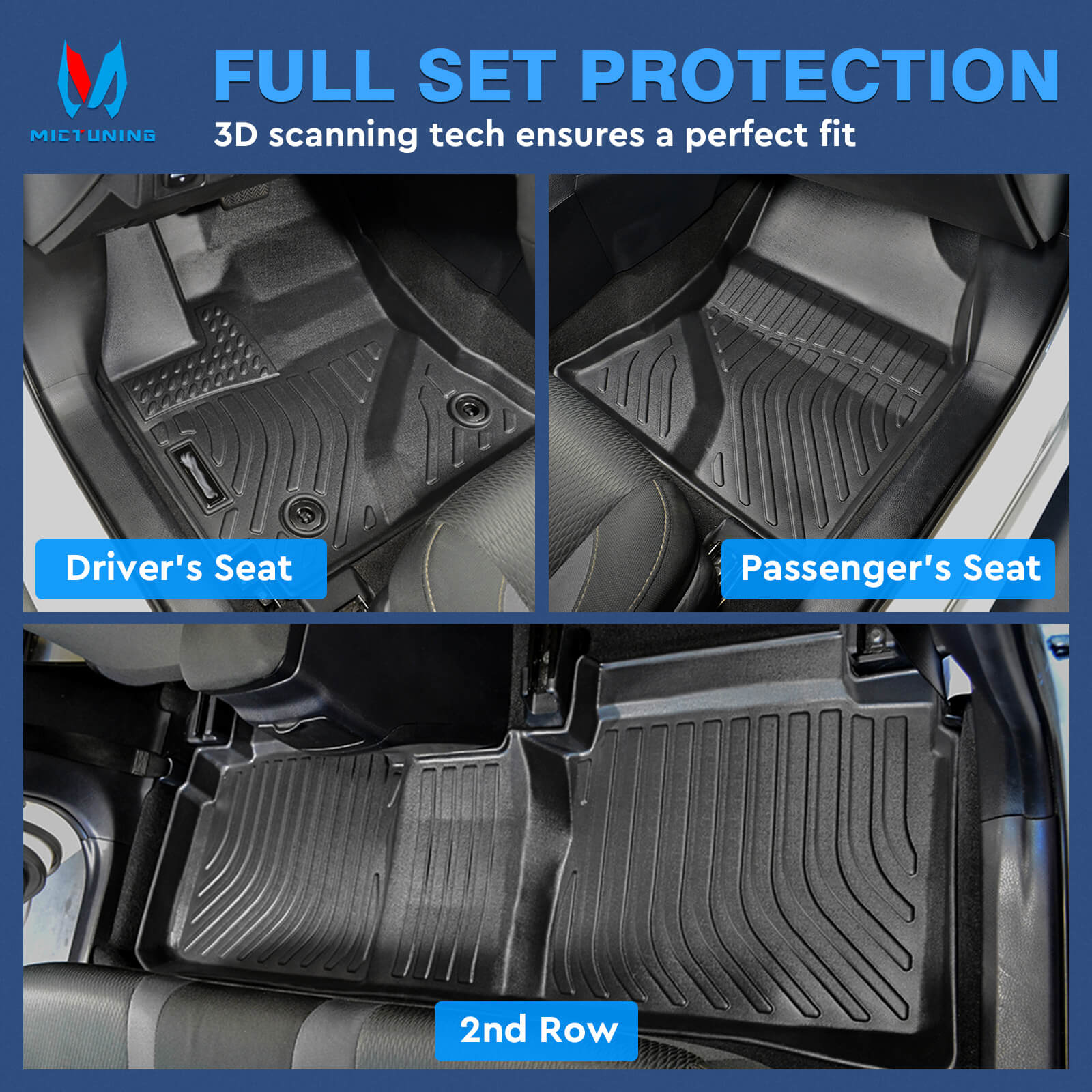 For Toyota Corolla 2014-2019 with AT Floor Mats, 1st & 2nd Row Liner Set, Custom Fit TPE All Weather Car Liners