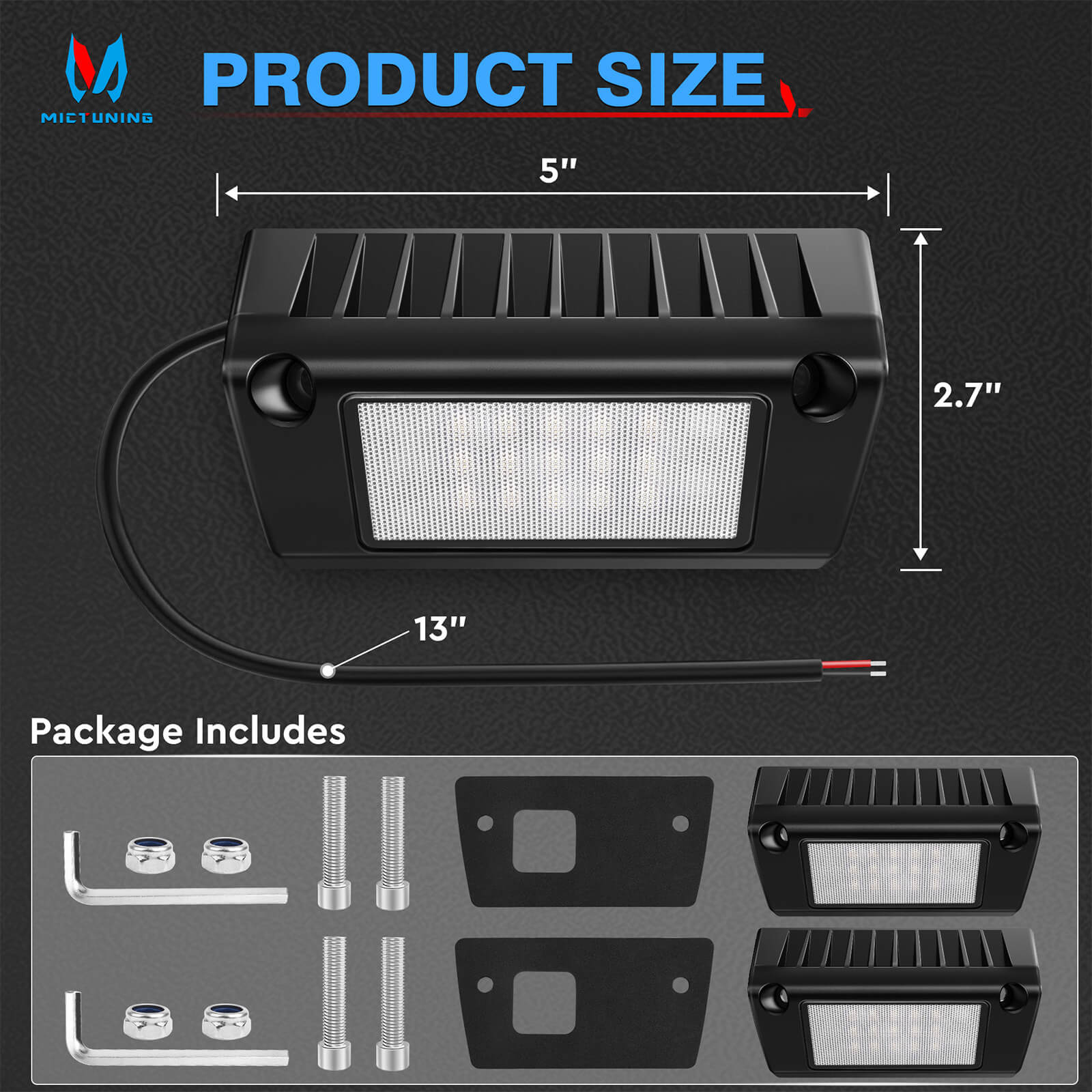 Upgraded 2pcs RV Porch Lights 5 Inch 45W LED Exterior Utility Awning Light 2000LM 6000K, Aluminum Housing IP67 Waterproof