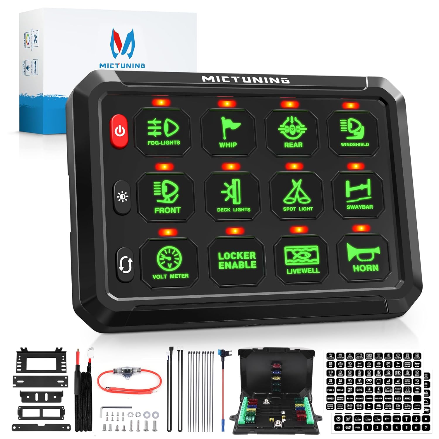 Blue/Green P1S Switch Panel | P1s-X Switch Panel | P1B Switch Panel, 8/12 Gang Multifunction Switch Panel