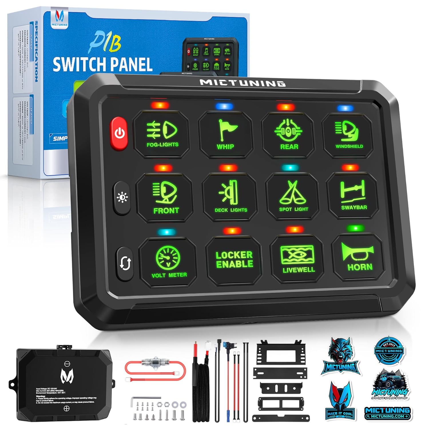 Blue/Green P1S Switch Panel | P1s-X Switch Panel | P1B Switch Panel, 8/12 Gang Multifunction Switch Panel