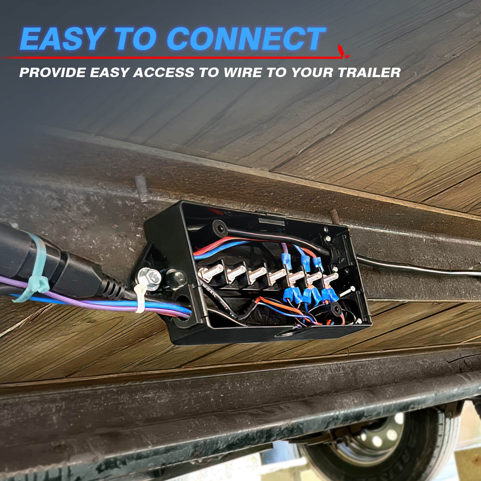 7 Way Electrical Trailer Junction Box with See-Through Lid, 7 Gang Wire Connection Box Waterproof