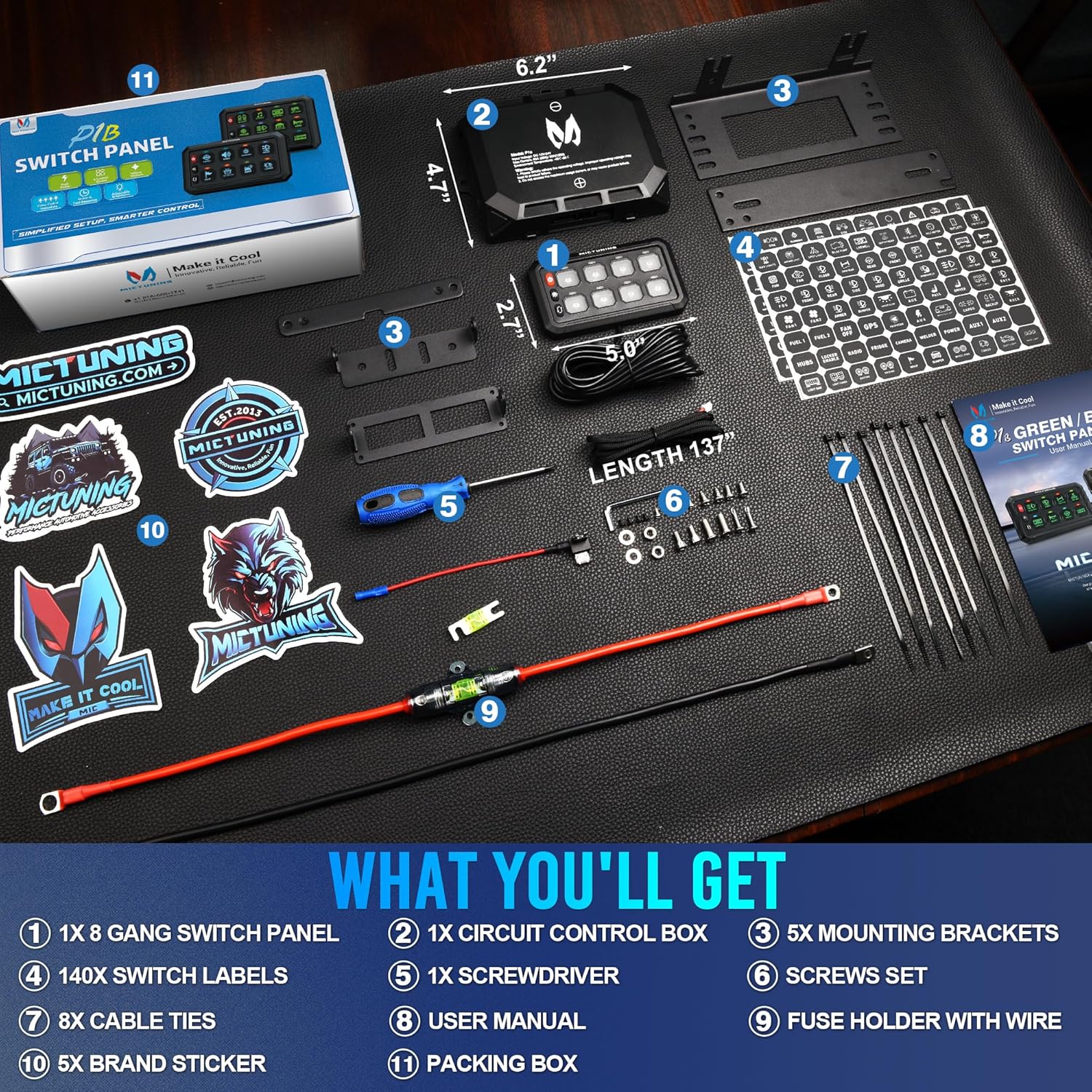 Blue/Green P1S Switch Panel | P1s-X Switch Panel | P1B Switch Panel, 8/12 Gang Multifunction Switch Panel