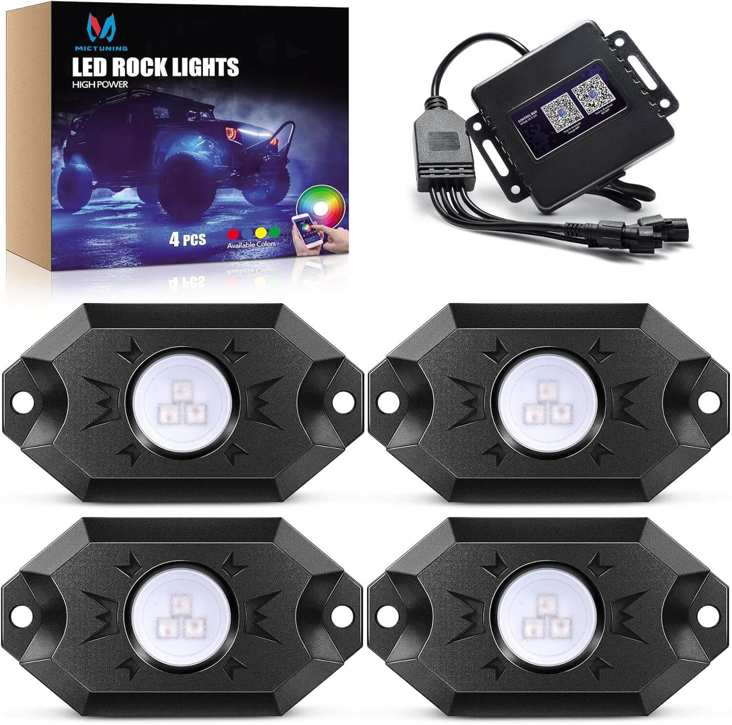 2024 Upgraded CM RGB LED Rock Lights Kits 4-12 Pods, 2nd-Gen RGB LED Rock Lights