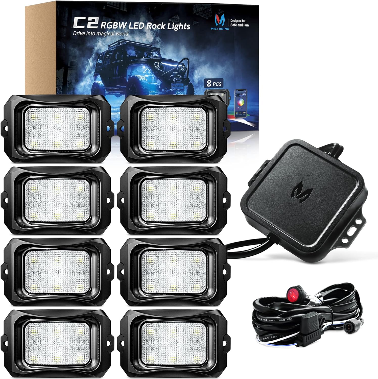 P1s-X RGB 5" Switch Panel Bundle with C2 RGBW LED Rock Lights Kit