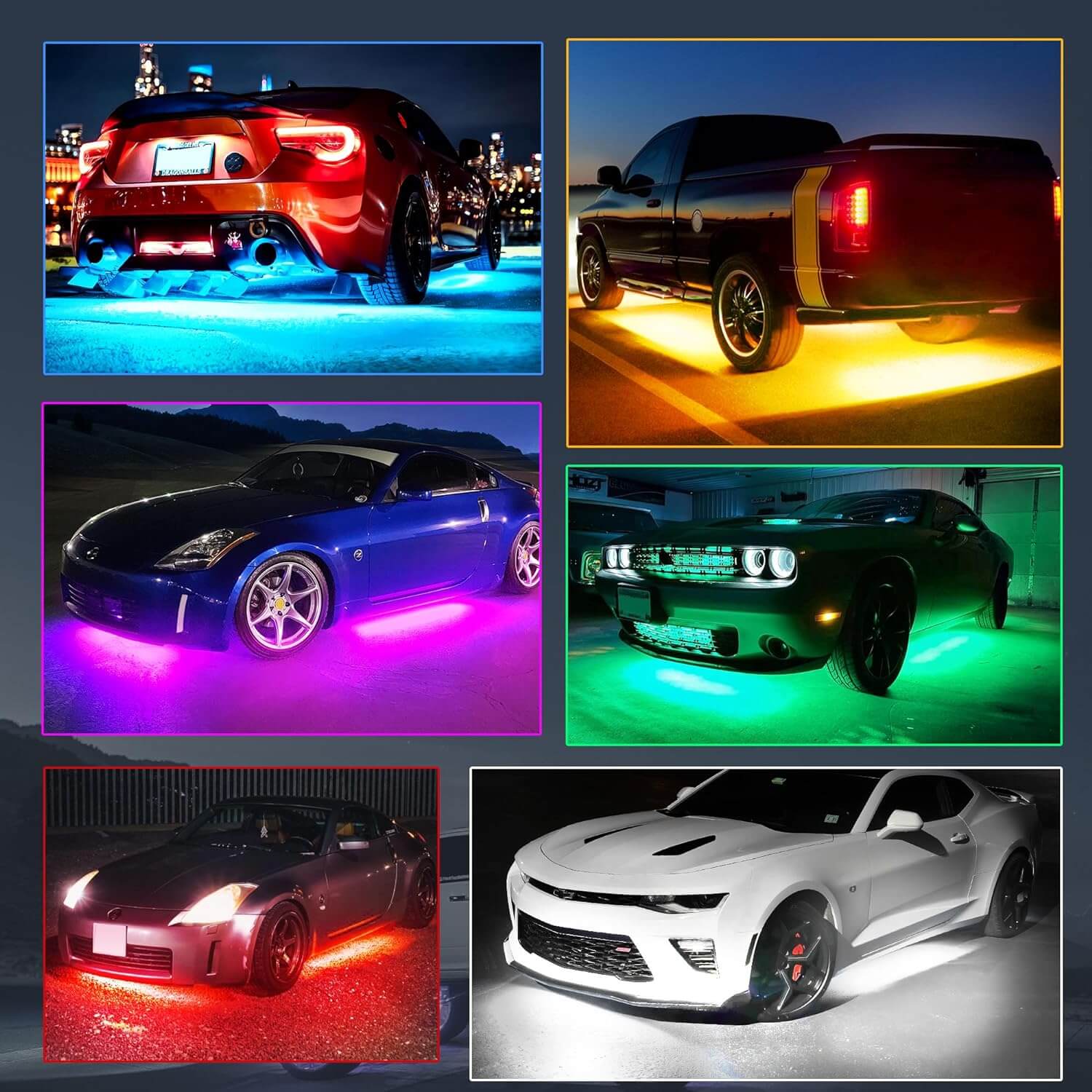 N8 Aluminum LED Car Underglow Light Kit, Exterior Underbody Multicolor Light Strip 8PCS（RGBW/RGB+IC）