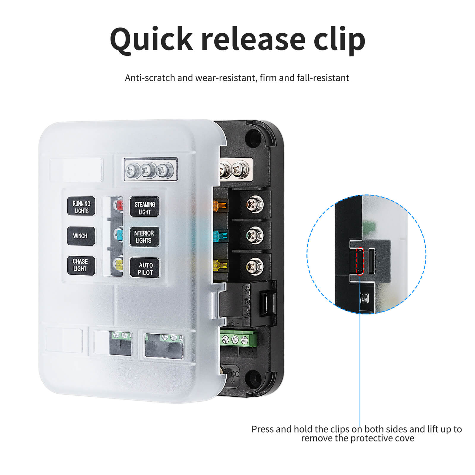 6 Way Fuse Box - 10-24V Blade Fuse Circuit Block Panel with LED Warning Indicator & Damp-Proof Cover