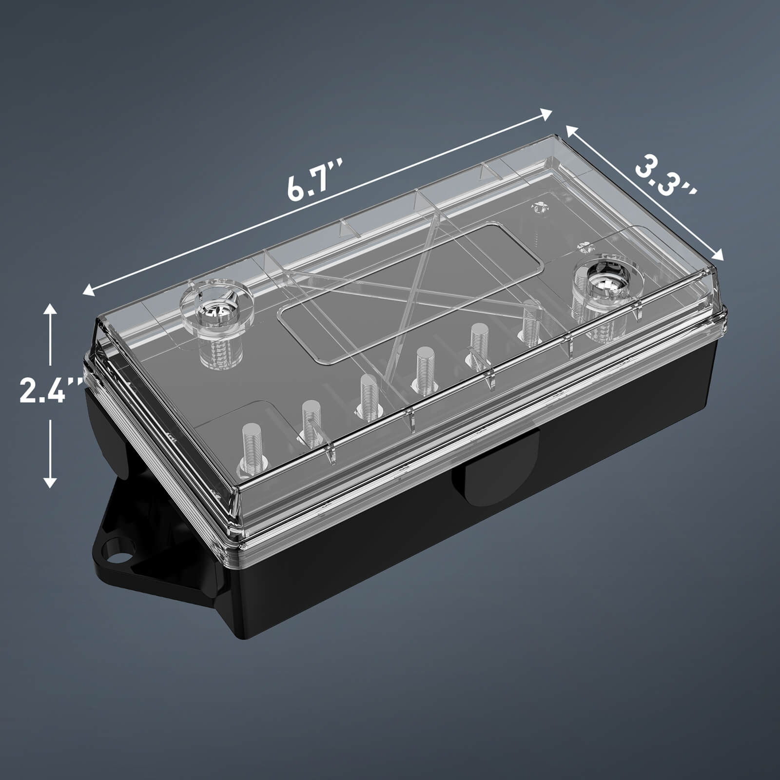 7 Way Electrical Trailer Junction Box with See-Through Lid, 7 Gang Wire Connection Box Waterproof