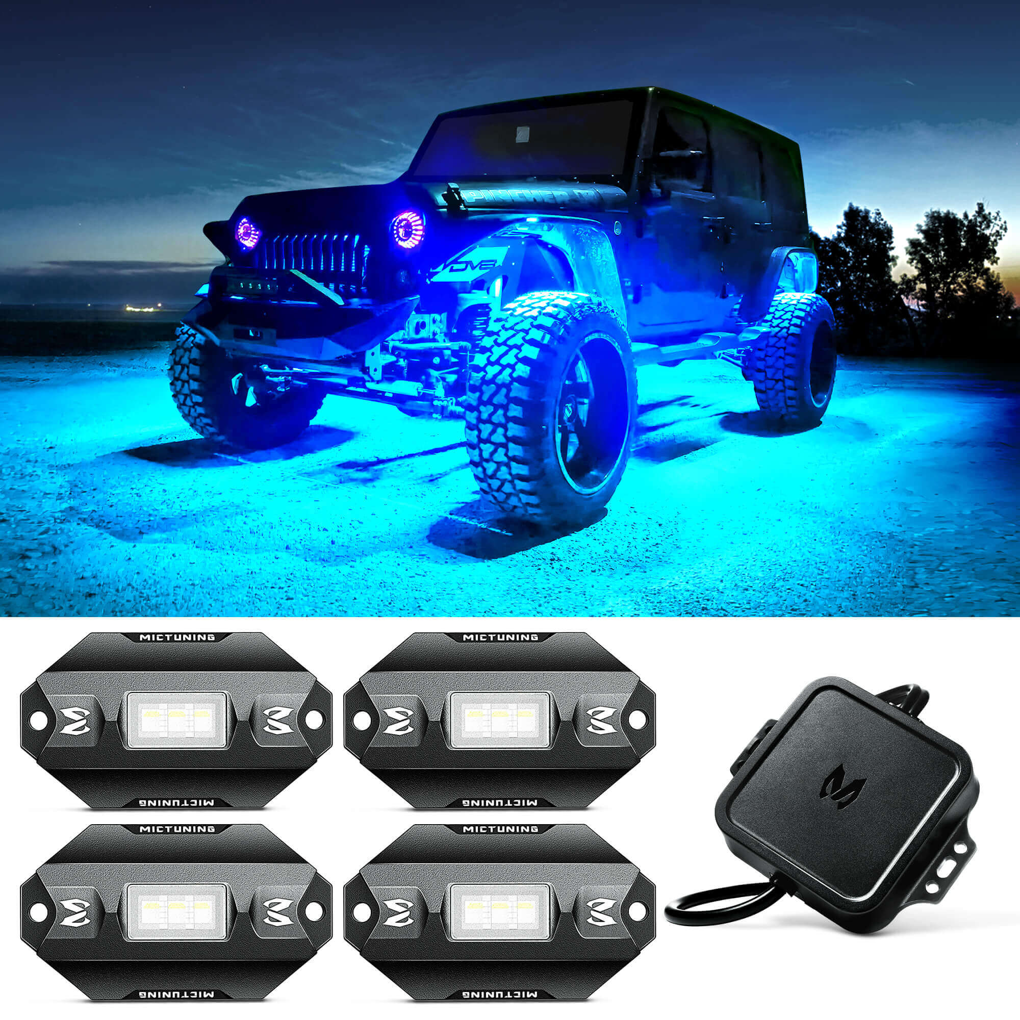 C1 RGBW LED Rock Lights 4-12 Pods Multicolor Underglow Neon Offroad Light Kit