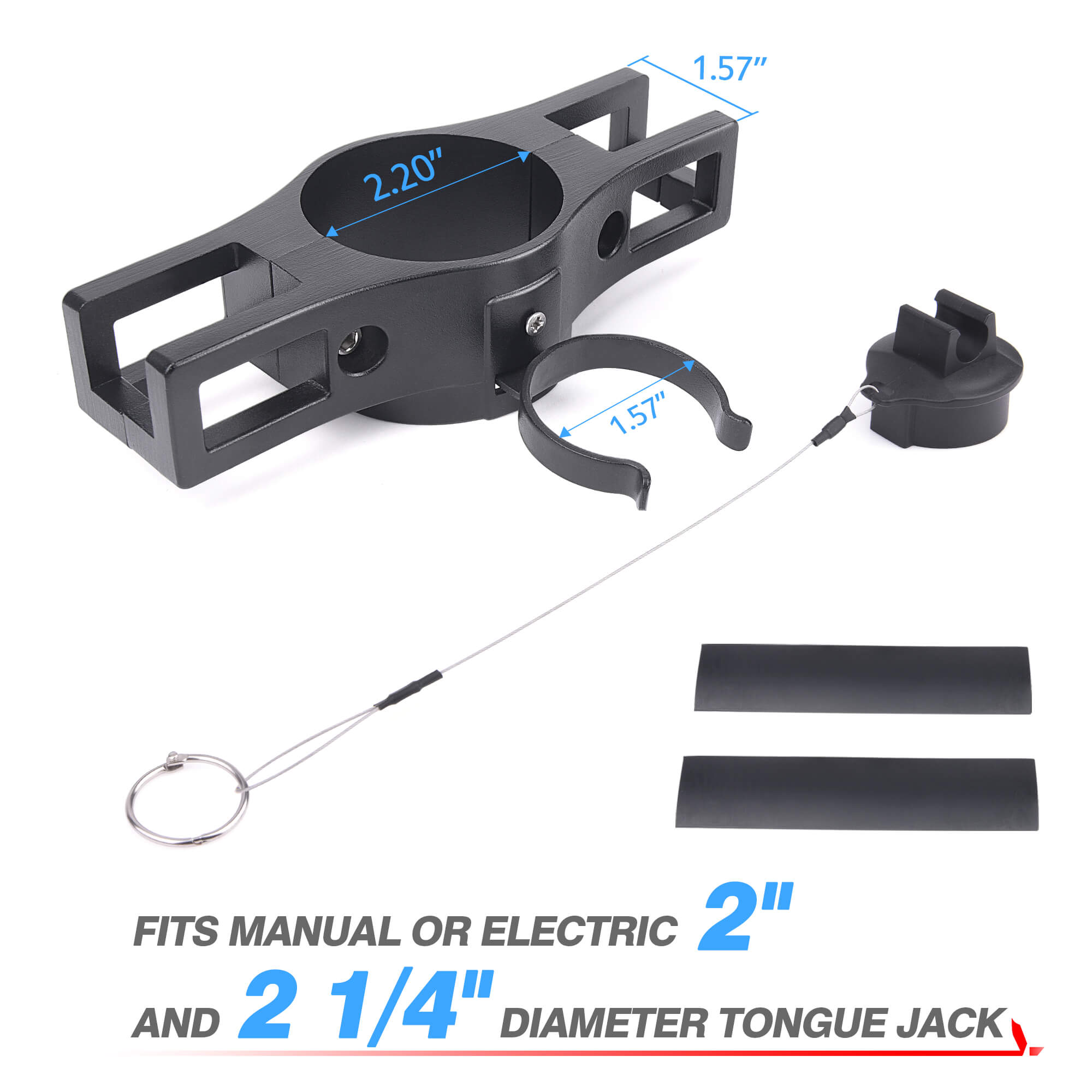 Heavy Duty Trailer Towing Organizer Powder Coating, Aluminum Chain Holder, 7 Way Plug Cover, a Lanyard with Aluminum Ferrule