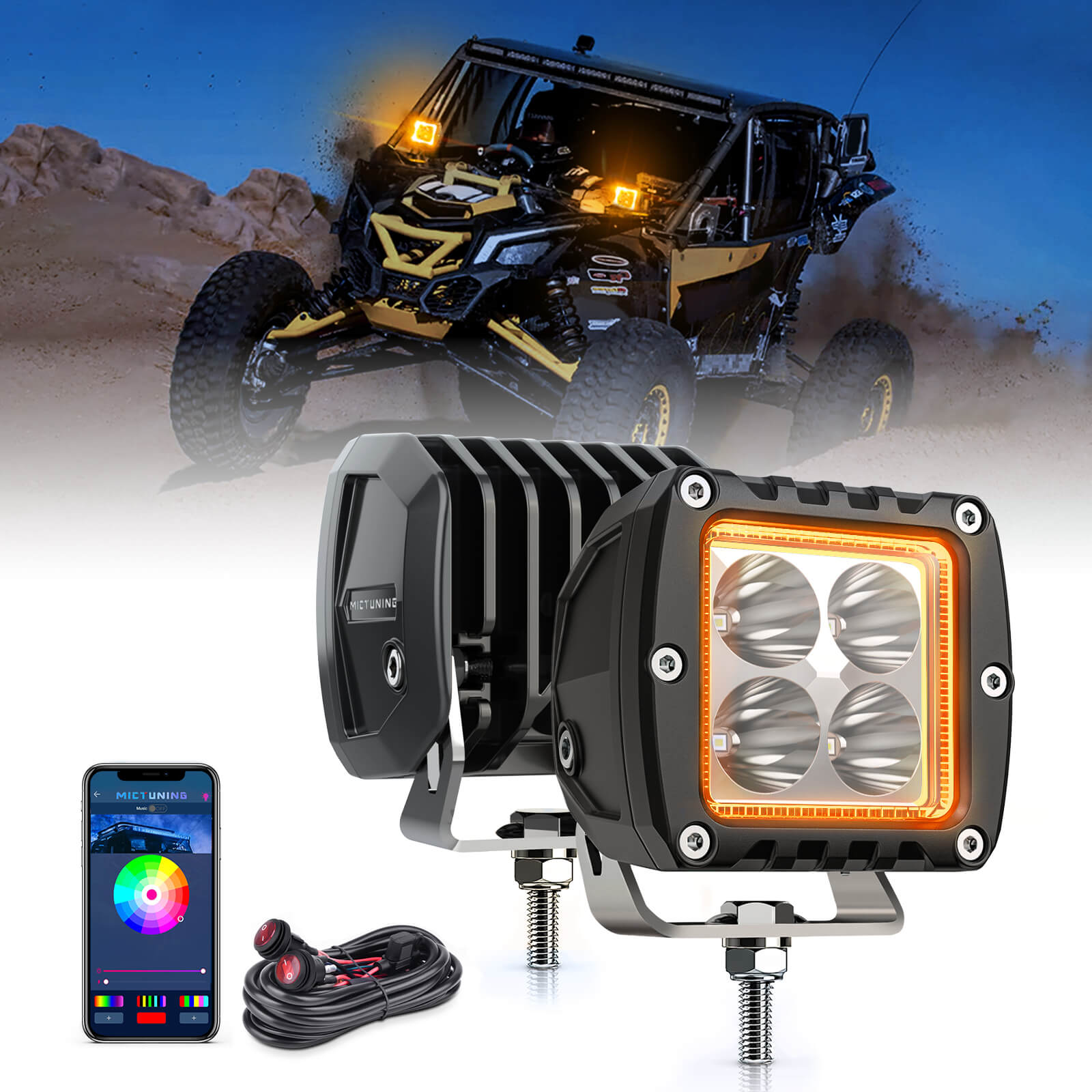 S1 Amber LED Pods Light - 3 Inch 20W Off Road Combo Driving Lights (2PCS)