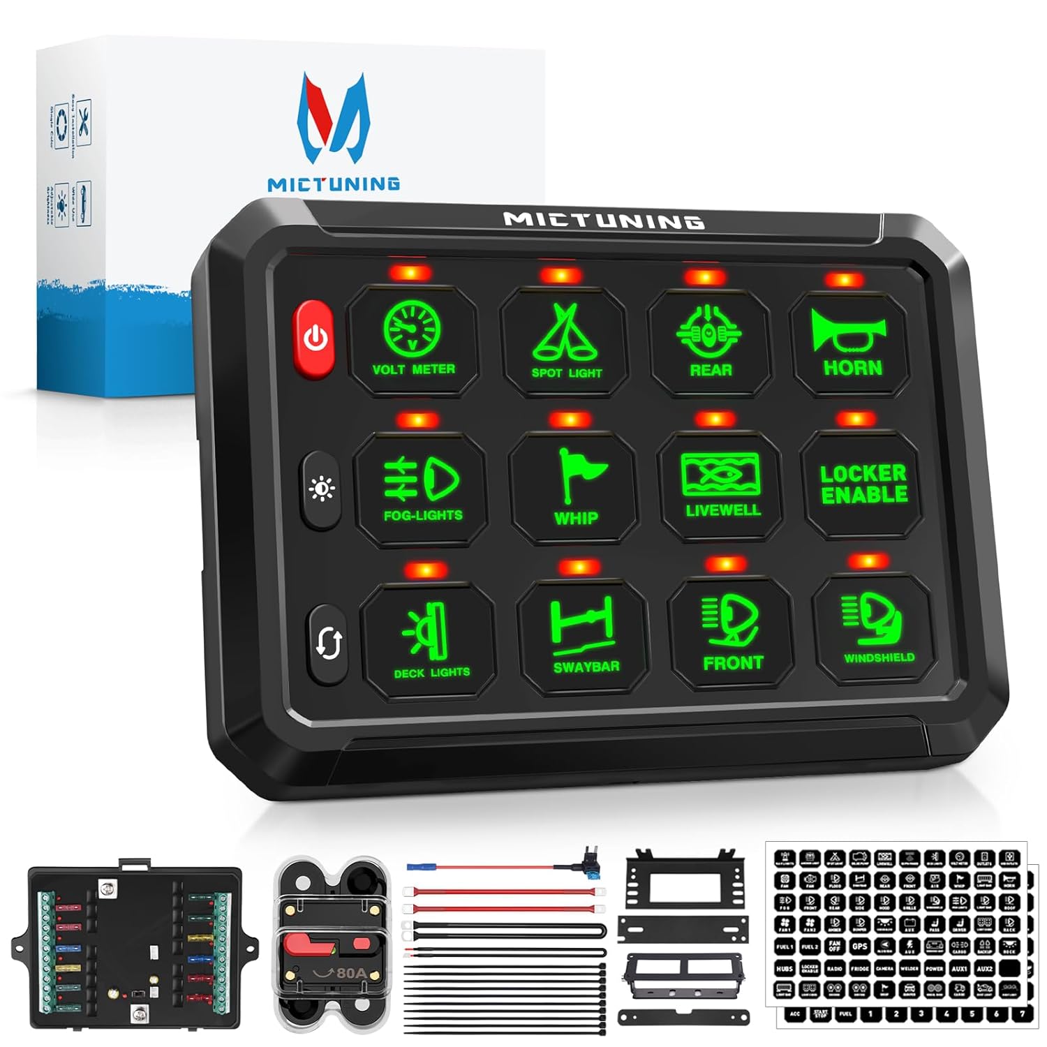 Blue/Green P1S Switch Panel | P1s-X Switch Panel | P1B Switch Panel, 8/12 Gang Multifunction Switch Panel