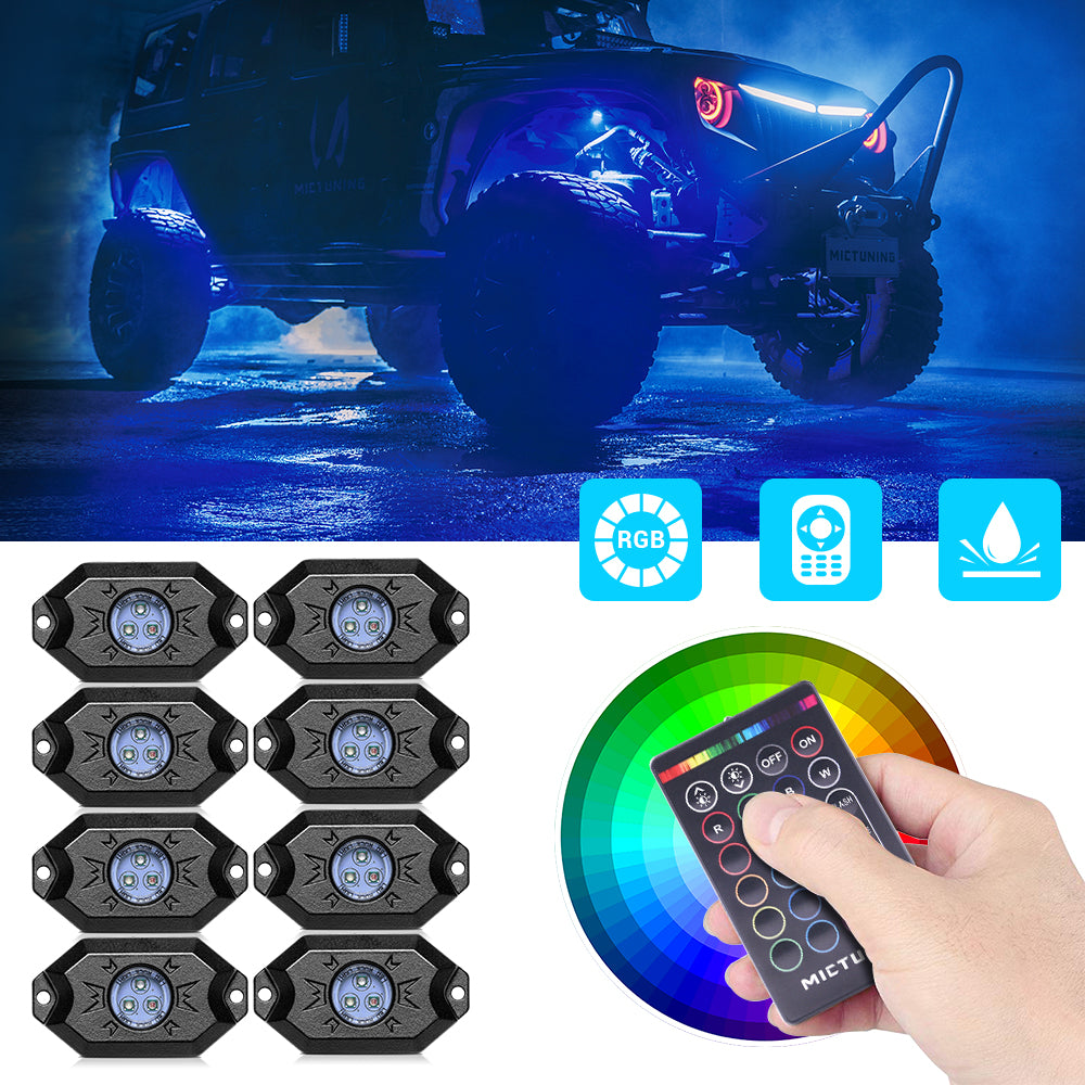 RGB Rock Lights with RF Remote Control Multicolor Neon Underglow LED Lighting Kit