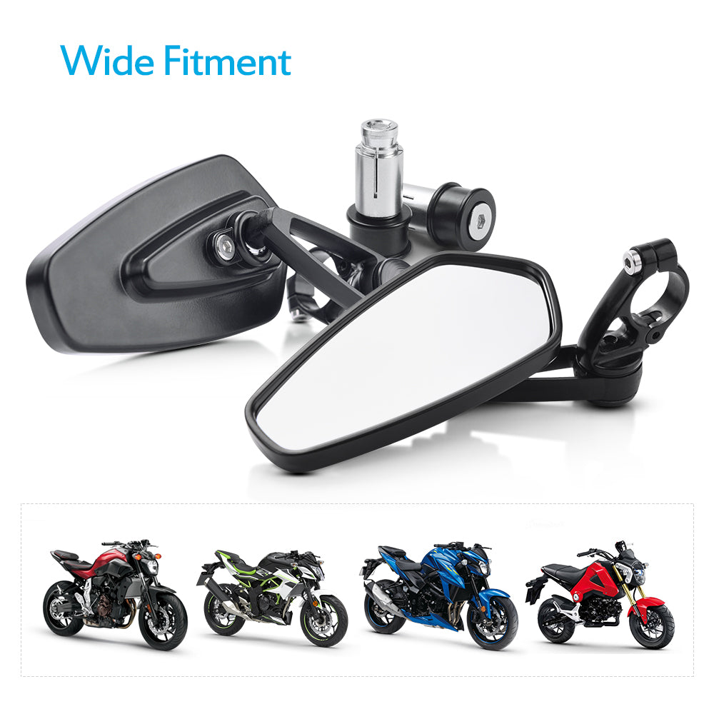 3 Inch Rectangle Motorcycle Mirrors Bar End Side Mirror Bundle