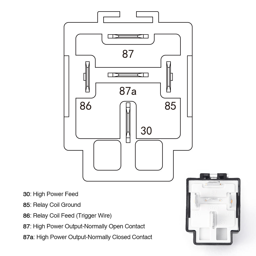 12V Fuse Relay Switch Harness Set - 30A ATO/ATC Blade Fuse, 4-Pin SPST Automotive Electrical Relays with Heavy Duty 14 AWG Wires - 6 Pack