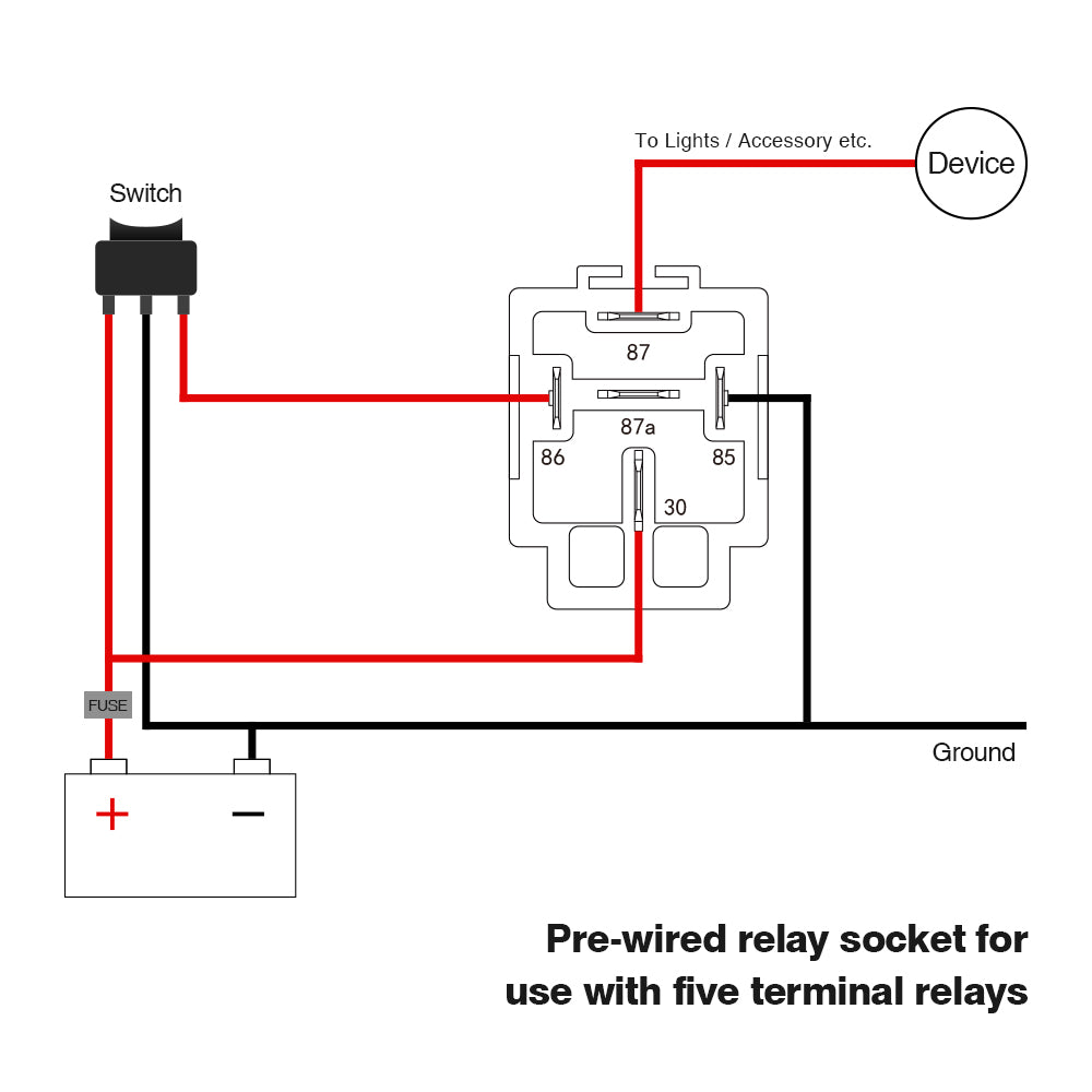 12V Fuse Relay Switch Harness Set - 30A ATO/ATC Blade Fuse, 4-Pin SPST Automotive Electrical Relays with Heavy Duty 14 AWG Wires - 6 Pack