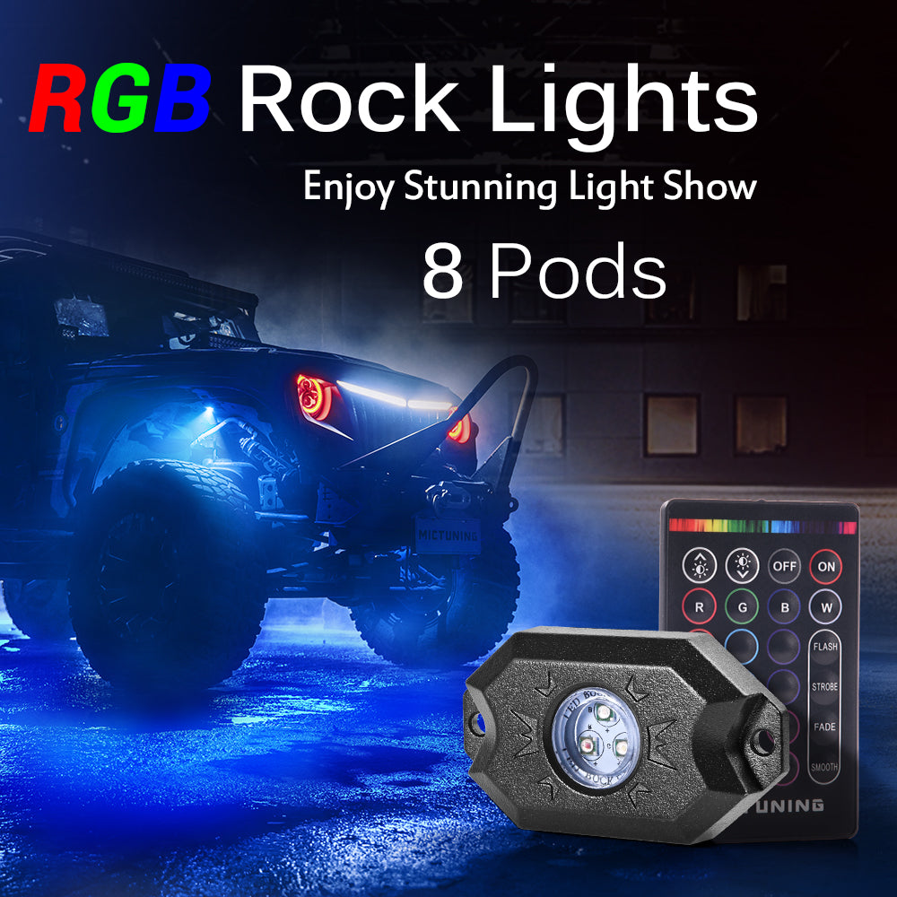 RGB Rock Lights with RF Remote Control Multicolor Neon Underglow LED Lighting Kit